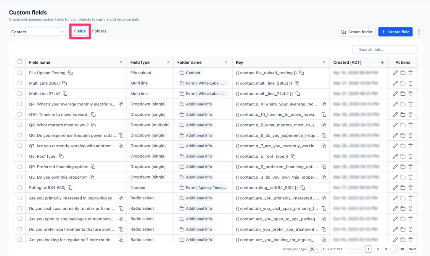 How to Use Custom Fields – Stay on the Fields tab to view existing fields and create new ones.