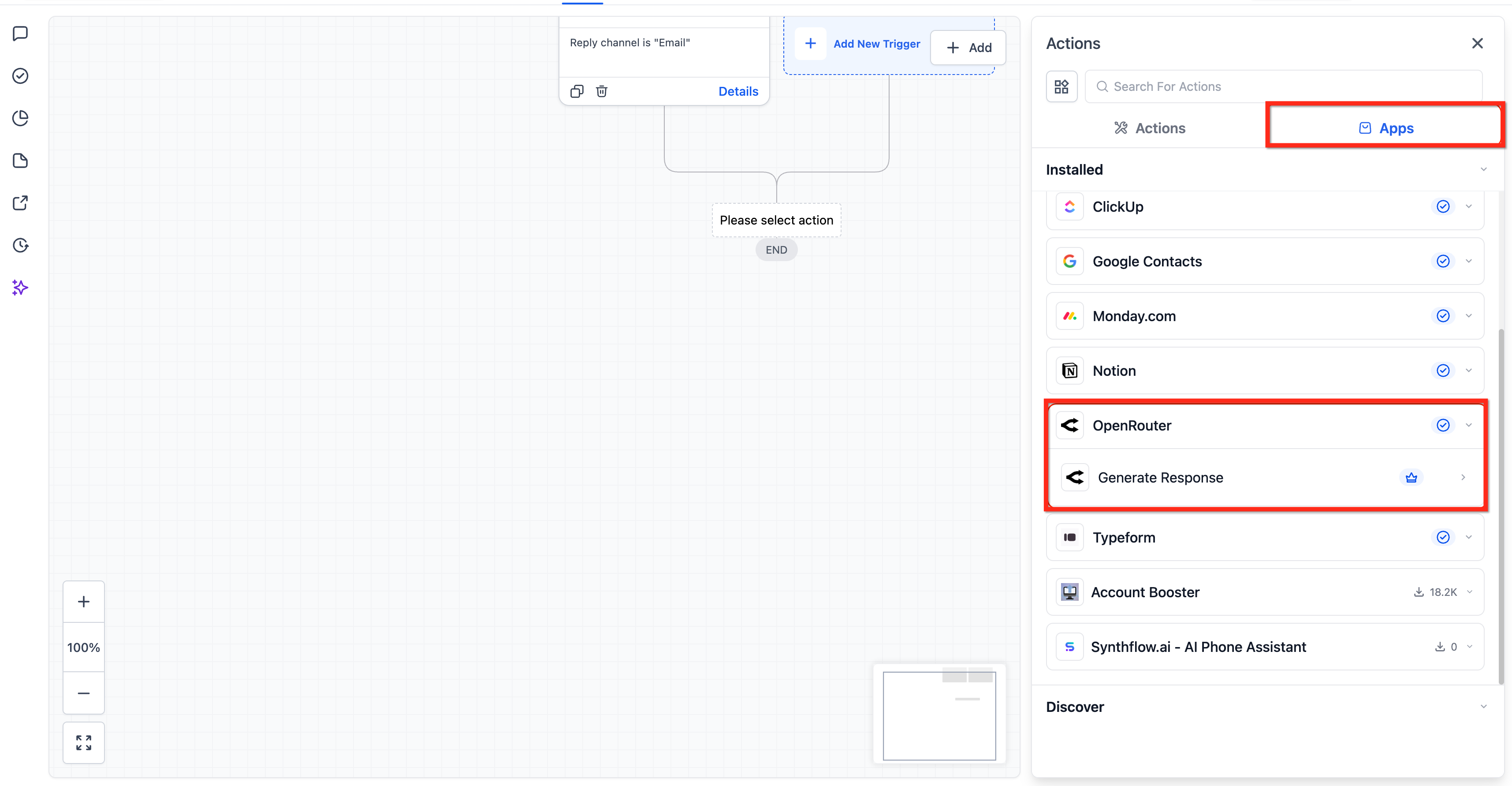 How to Use OpenRouter Generate Response in Workflows – Add Generate Response from the Apps Tab