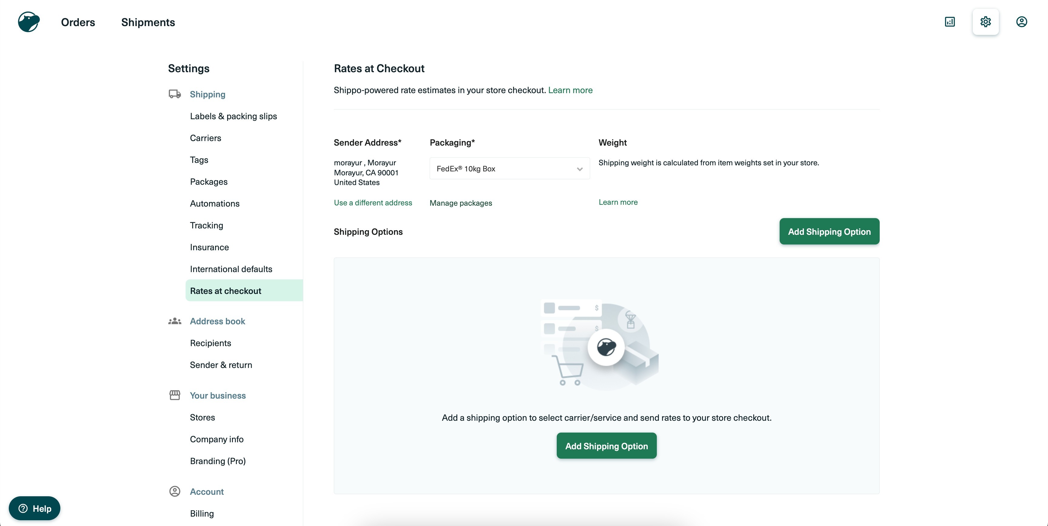 How to use Shippo Integration for automatic fulfilments & live rates? – 2.3. Setting up Shipping Options in Shippo: