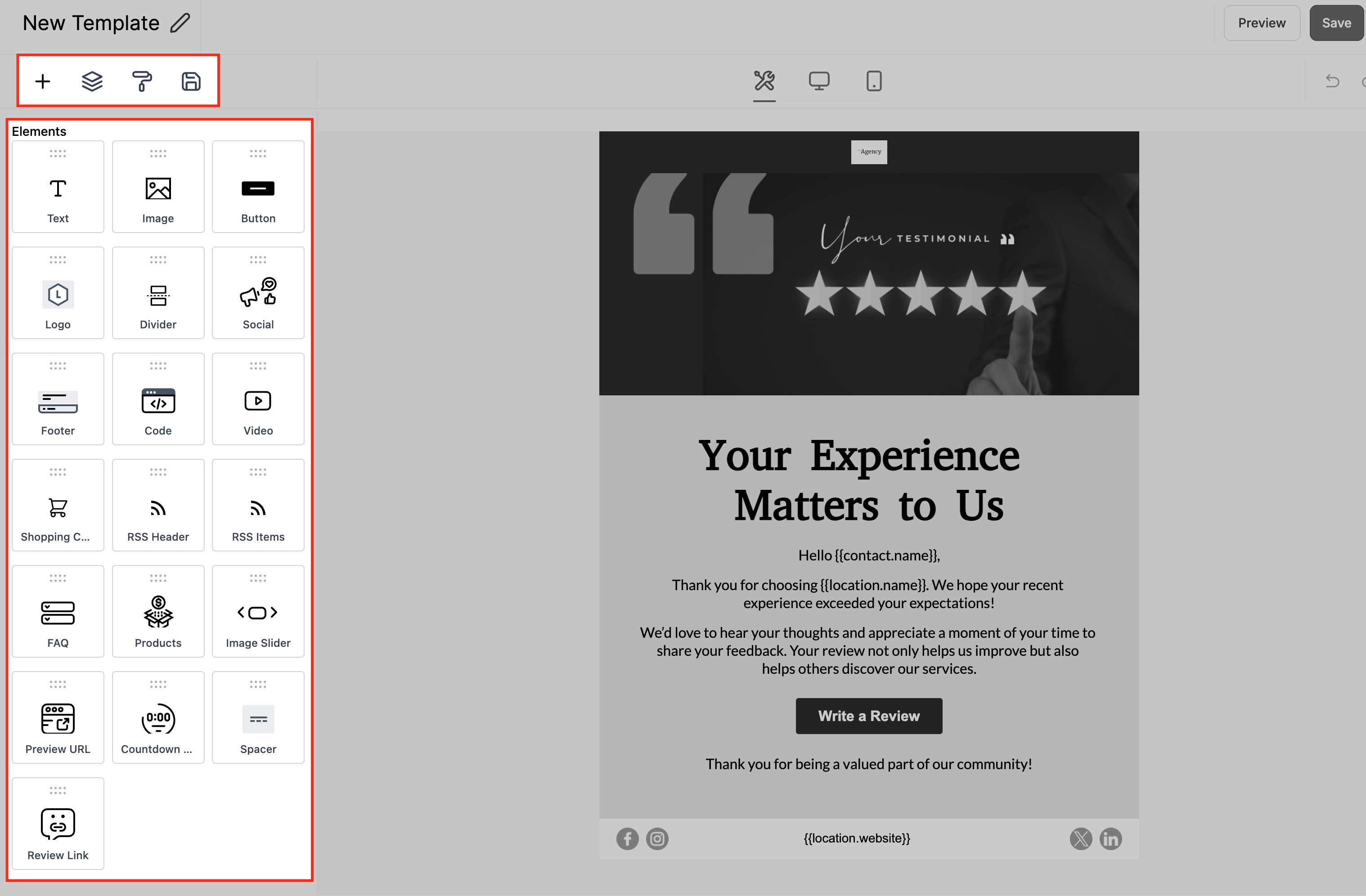 How to Use Template Library to Create Branded Review Request Emails – Email Builder