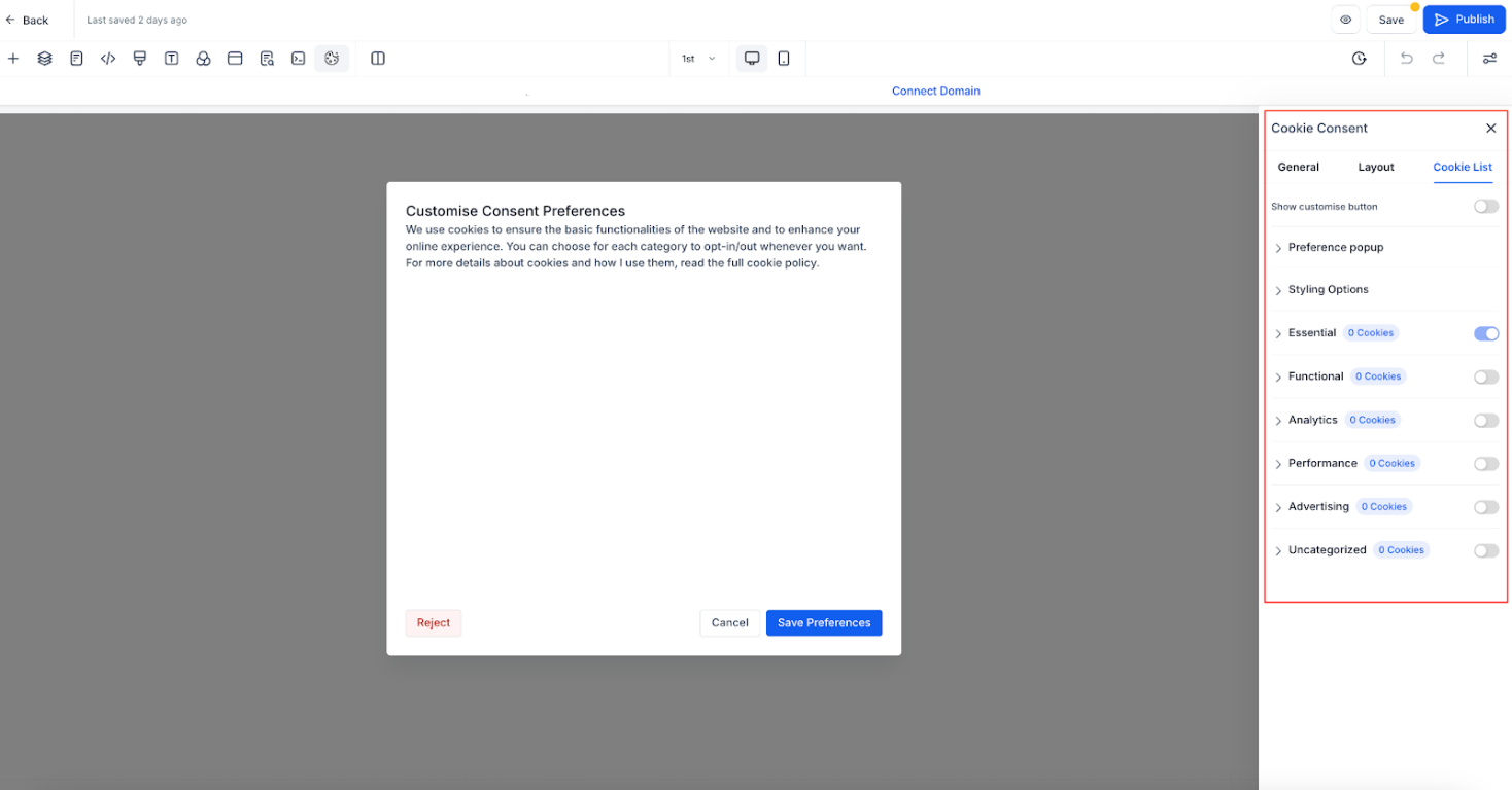How to Use the Cookie Consent Banner in Funnels & Websites – Managing the Cookie List