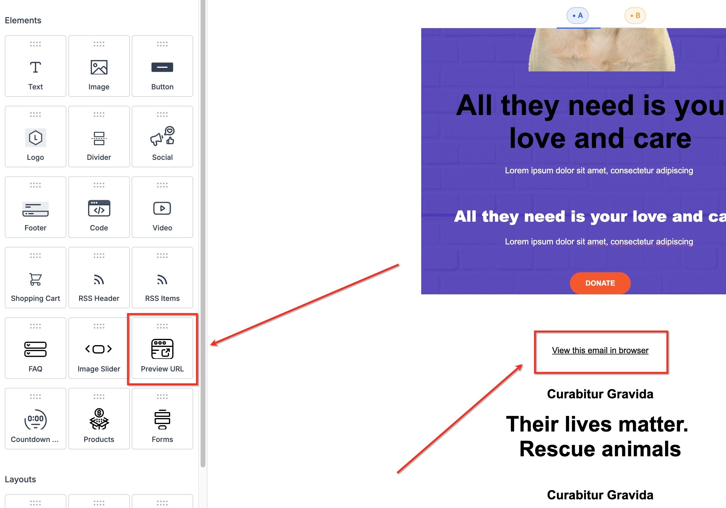 How to use the Email Builder and its In-line Editor – How to Add:
