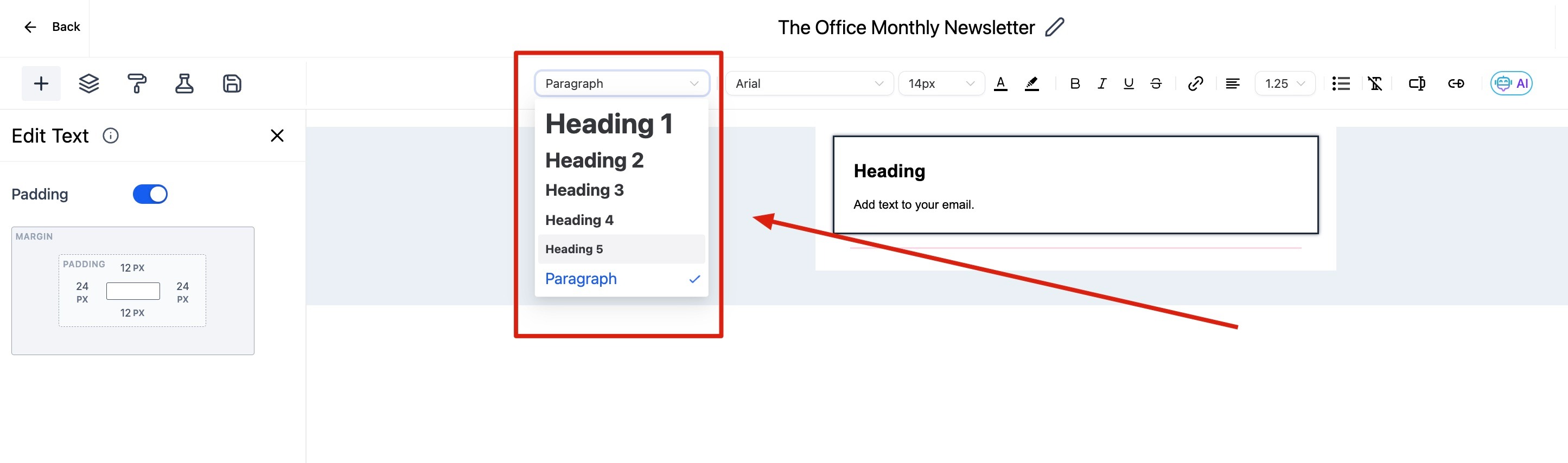 How to use the Email Builder and its In-line Editor – Managing Text and Formatting