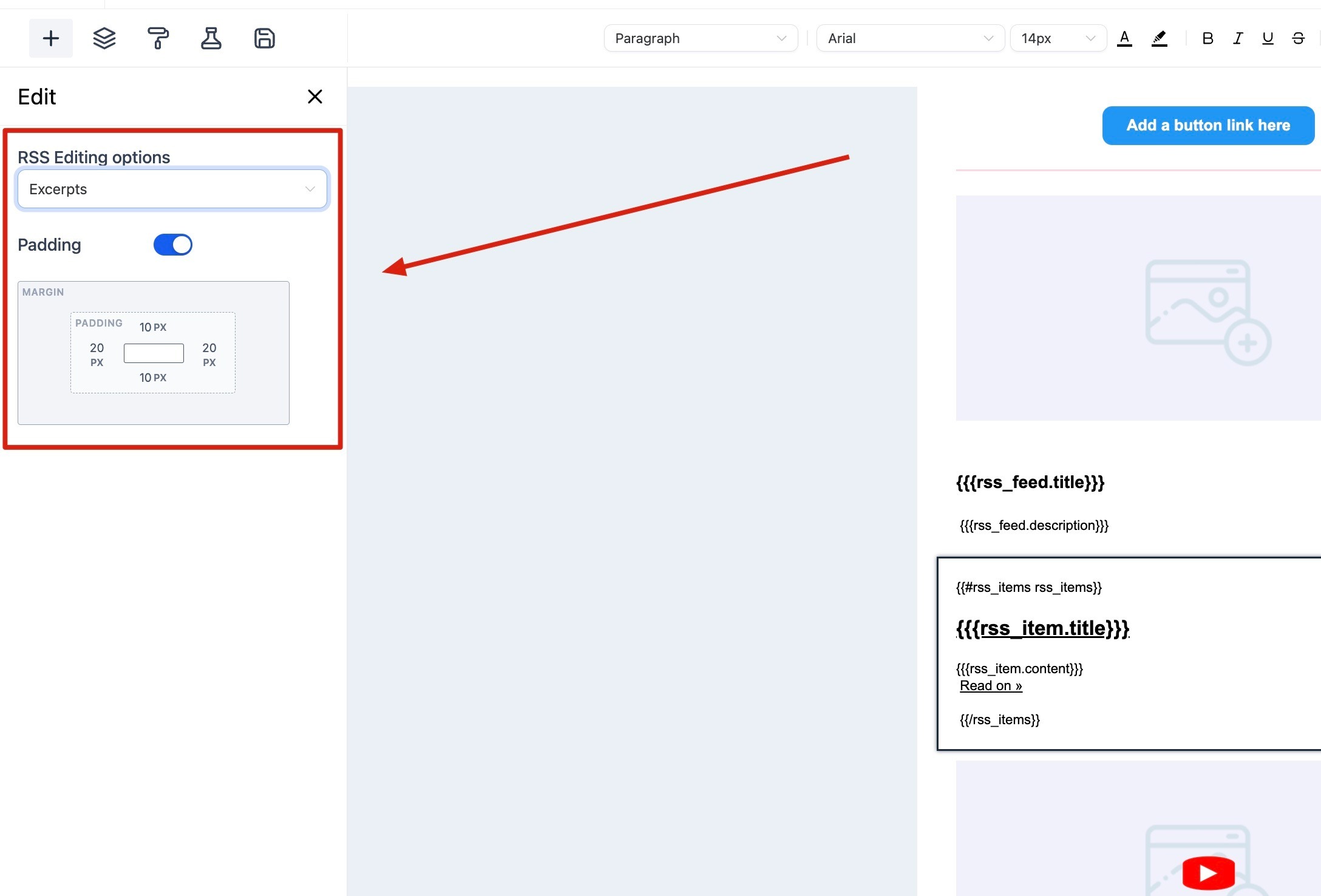 How to use the Email Builder and its In-line Editor – RSS Items: