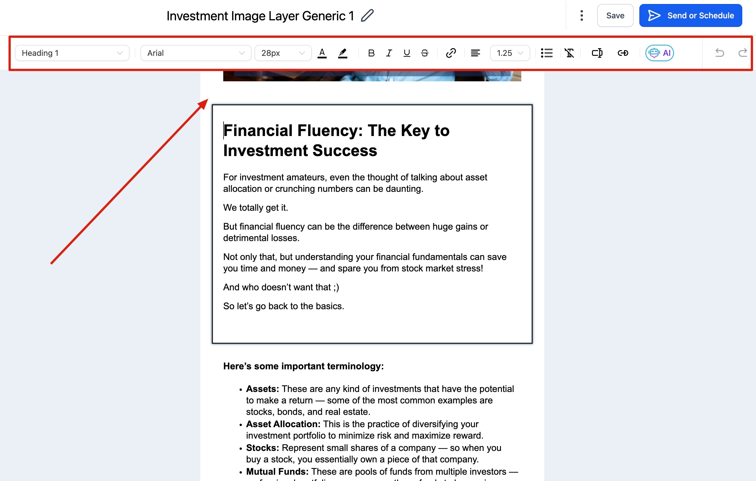 How to use the Email Builder and its In-line Editor – Screenshot 1