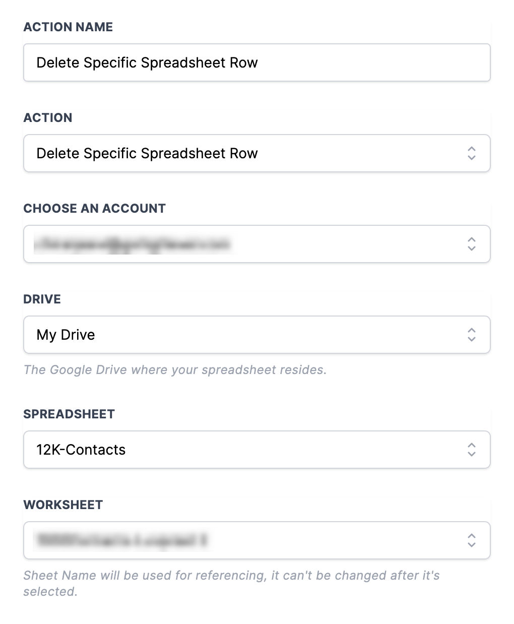 How to use the Google Sheets Premium Workflow Action? – Choose a worksheet: