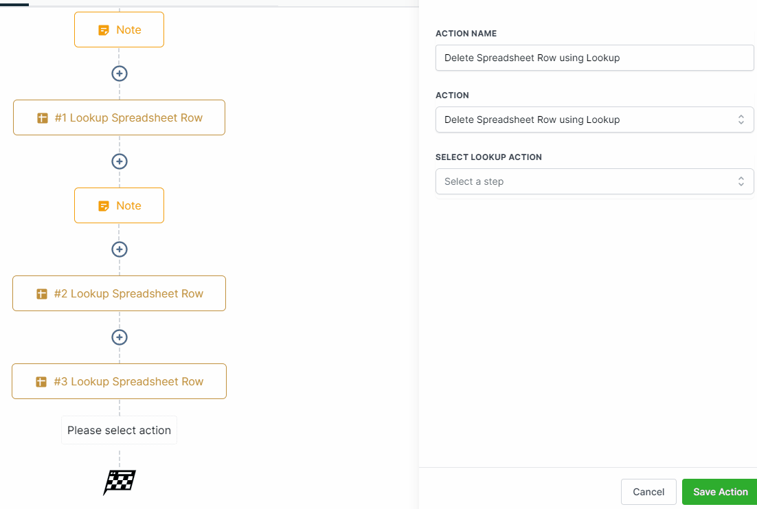 How to use the Google Sheets Premium Workflow Action? – Only the Lookup Actions added above this action will be listed for selection.
