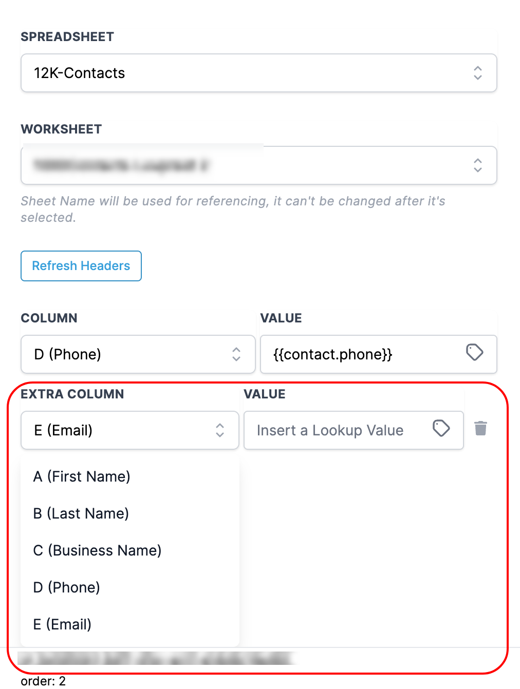 How to use the Google Sheets Premium Workflow Action? – Select an extra Column and Lookup Value.