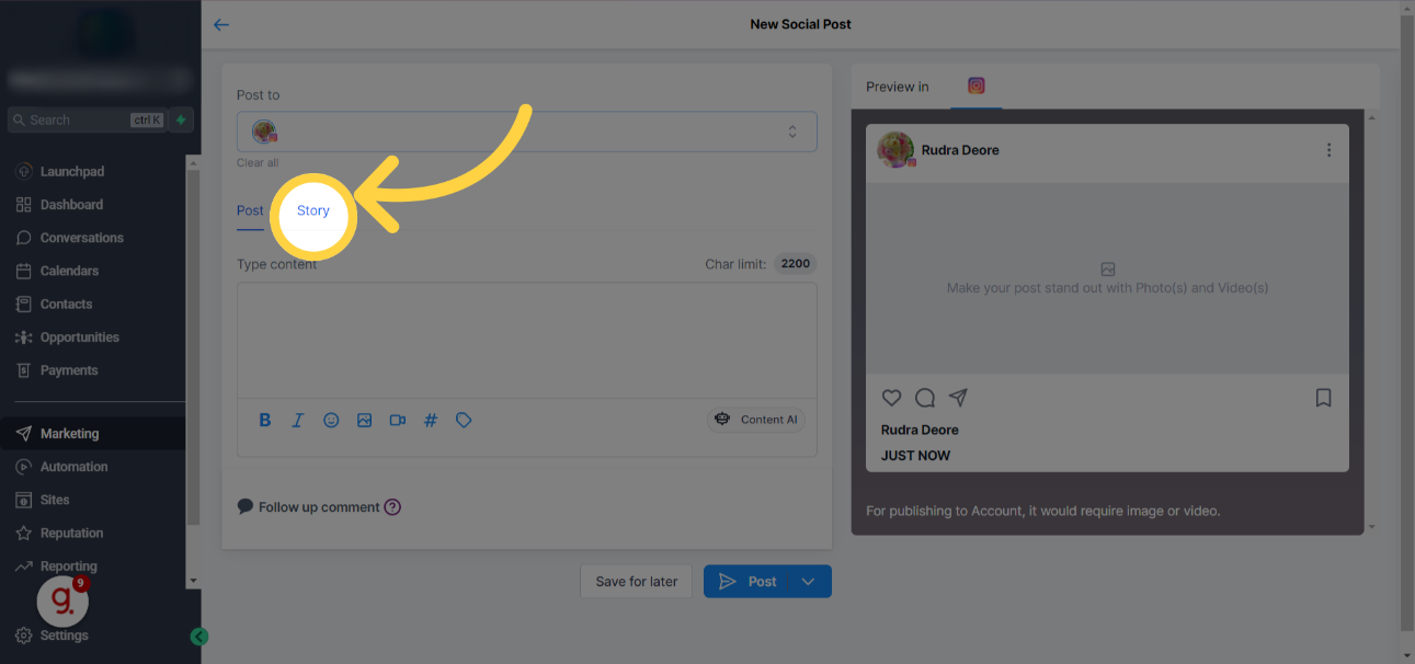 How to Use the Instagram Story Post Composer in Social Planner – preview