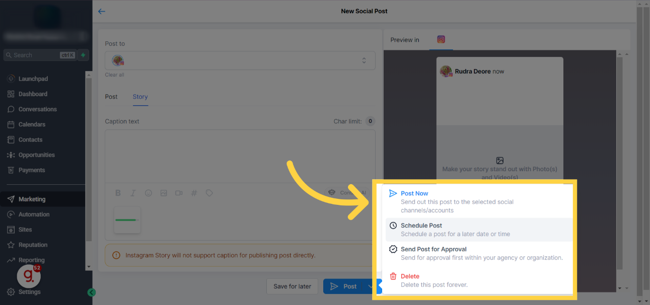 How to Use the Instagram Story Post Composer in Social Planner – preview