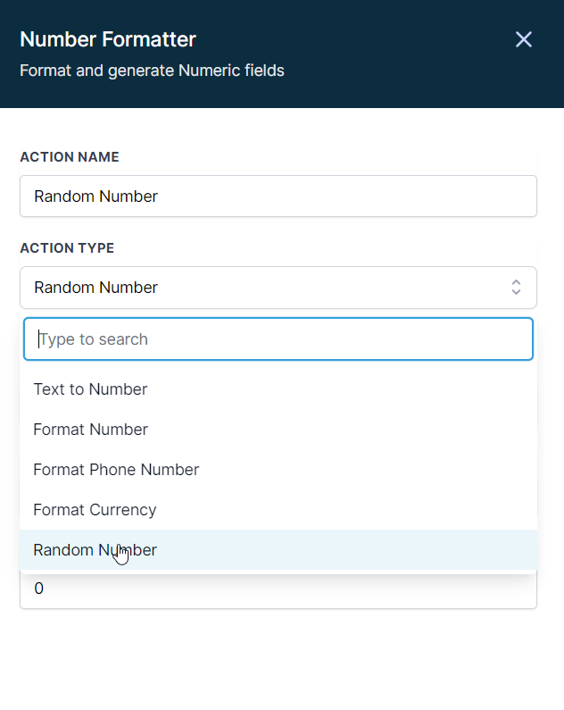 How to use the Number Formatter Premium Action? – Random Number: