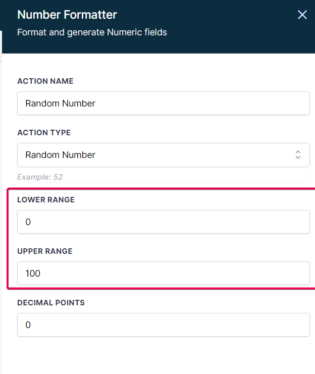 How to use the Number Formatter Premium Action? – Random Number: