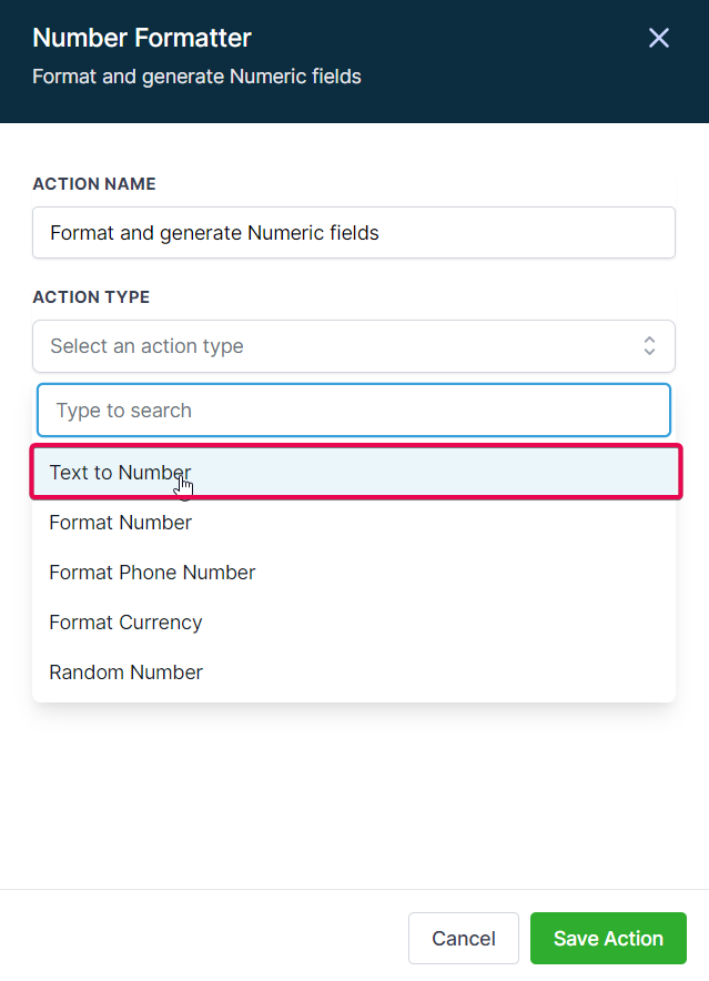 How to use the Number Formatter Premium Action? – Text to Number: