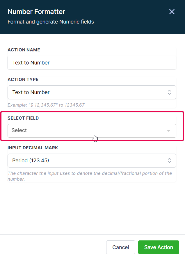 How to use the Number Formatter Premium Action? – Text to Number: