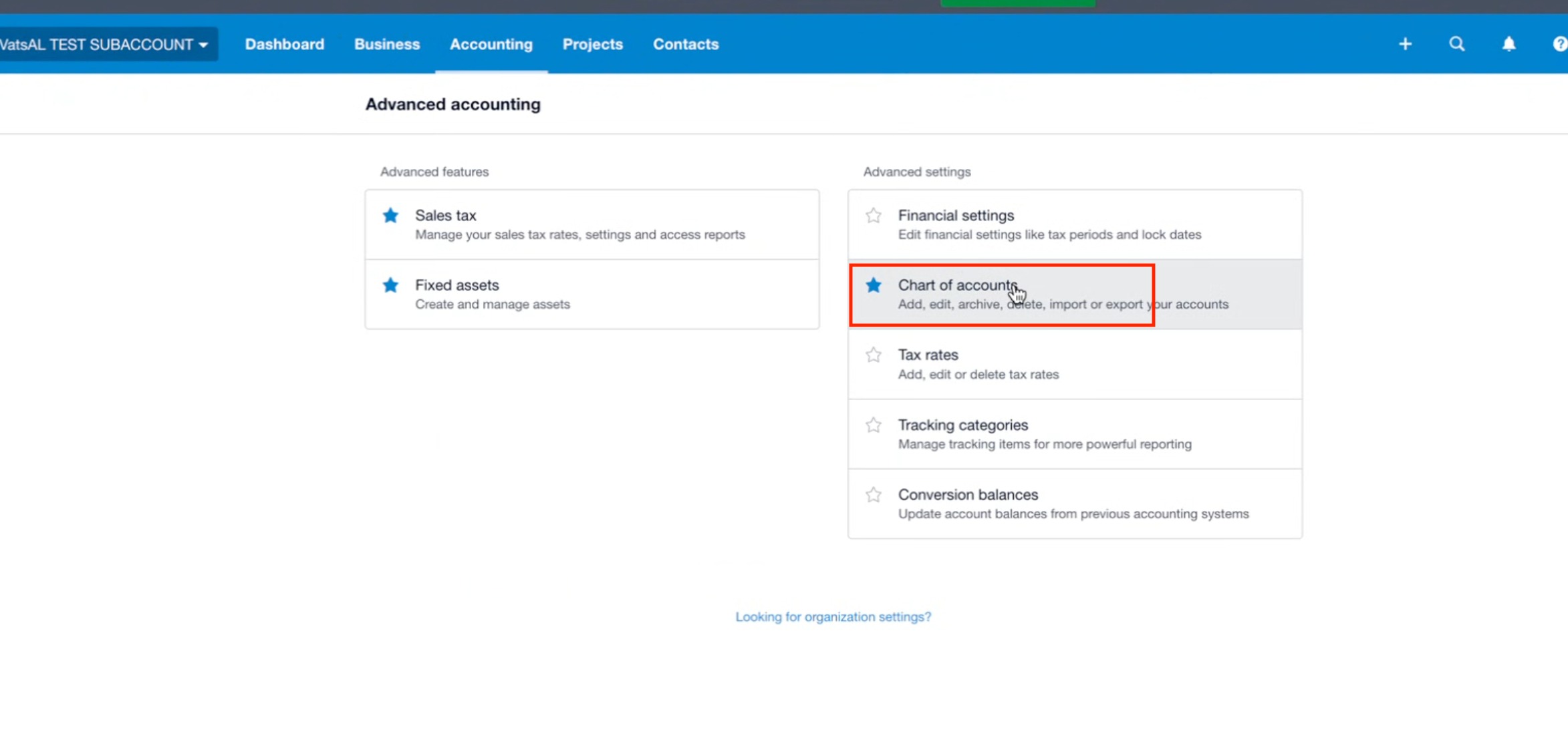 How to view all “Chart of Accounts” within the Xero Integration? – Step 3: Access Chart of Accounts