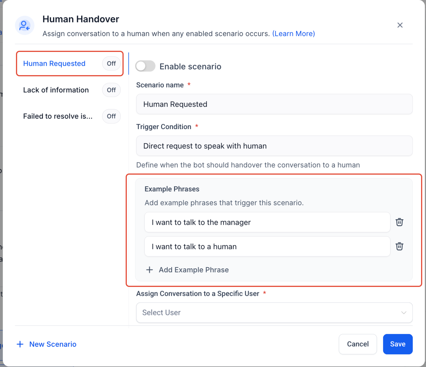Human Handover Setup for AI Conversations – Configure a Human Handover Scenario