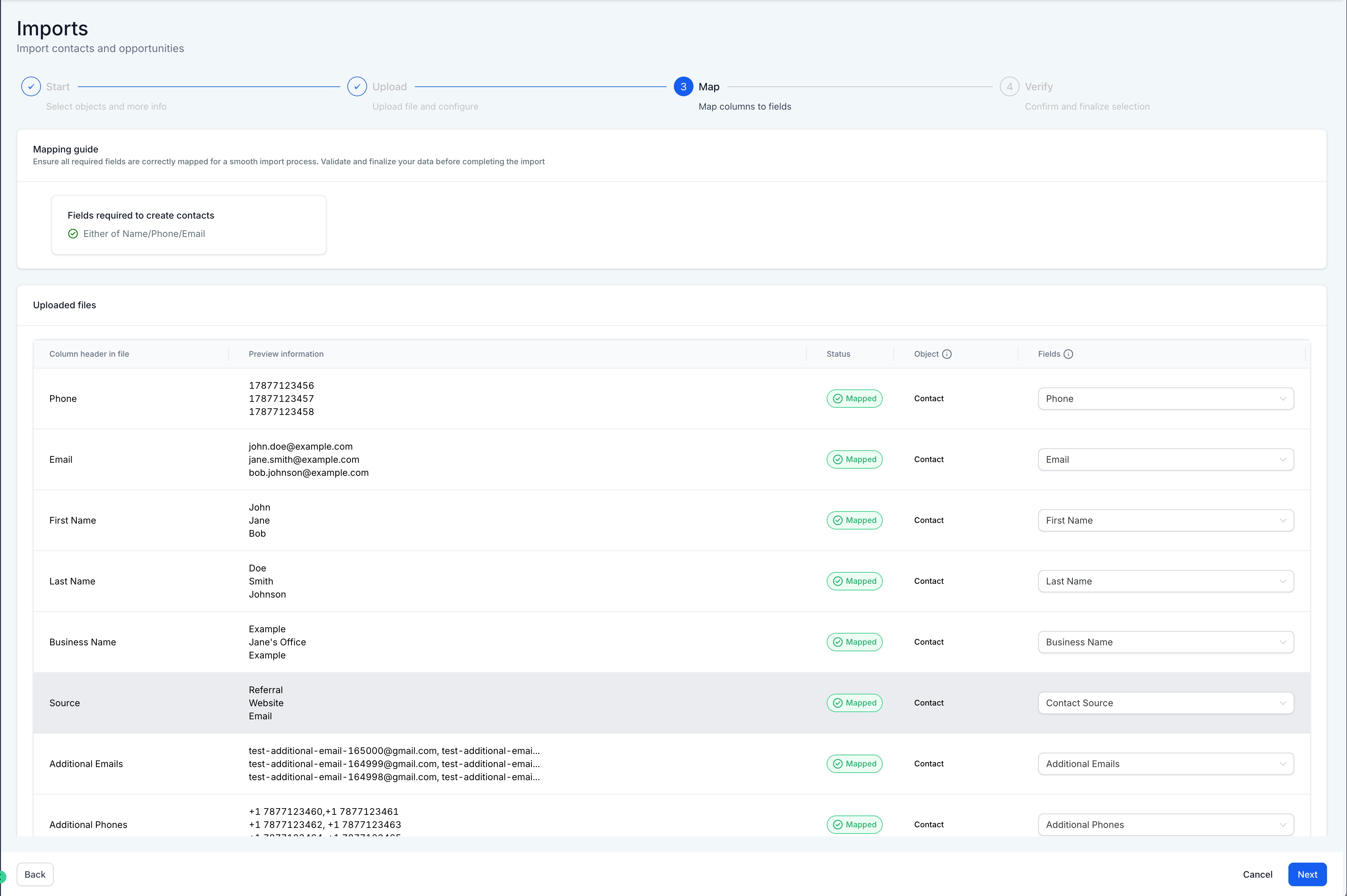 Importing Contacts – Importing Your File
