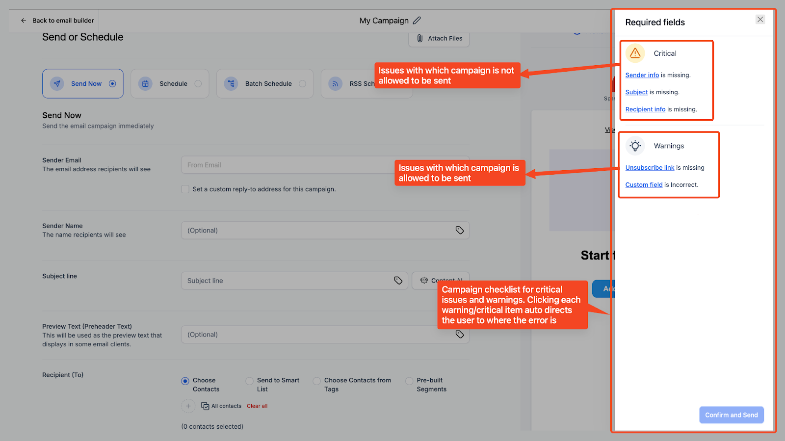 Improved Email Campaign Flow and Campaign Summary Page – Note: