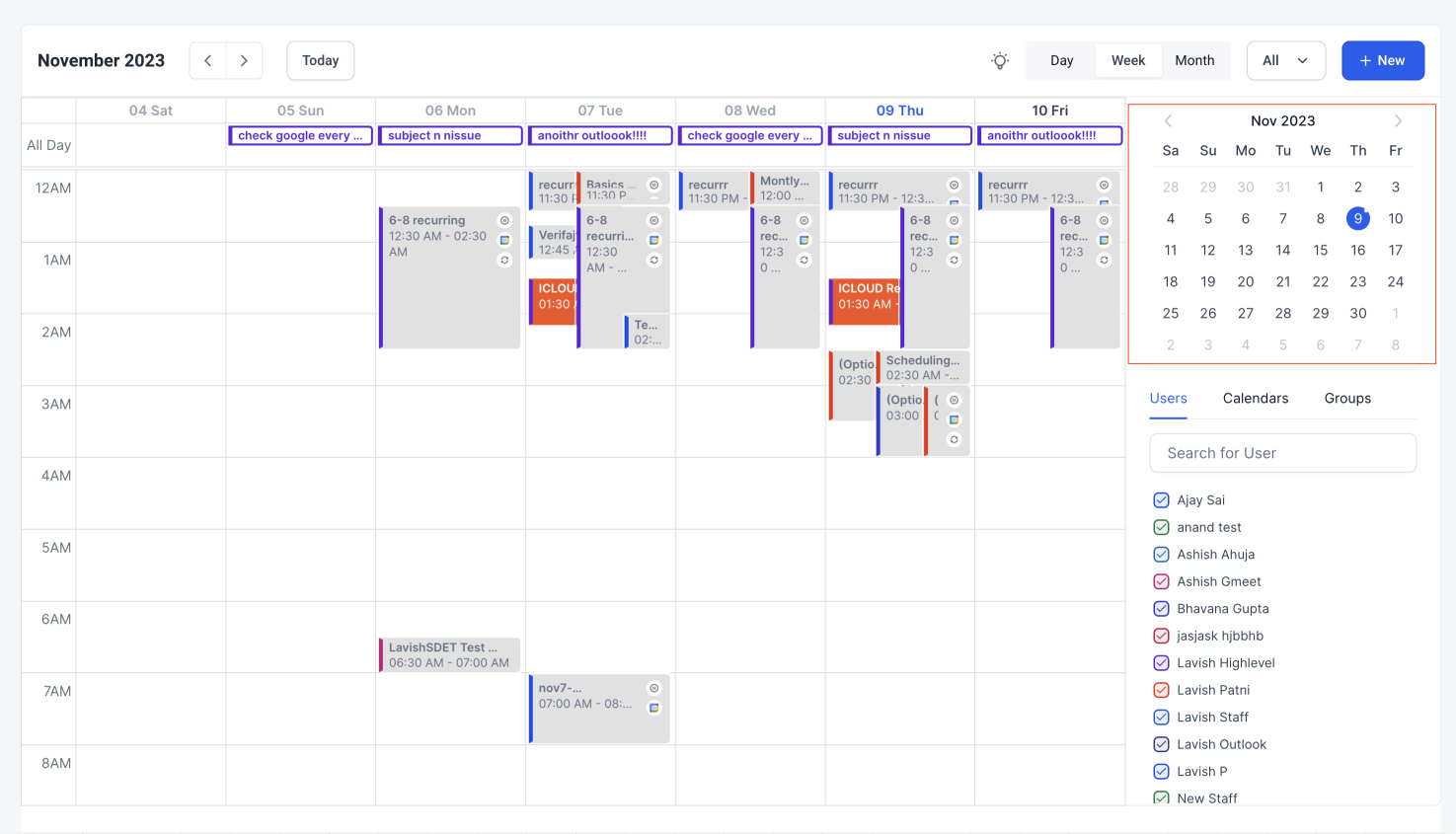 In App Calendar view – Quick Month View