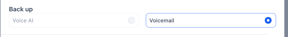 Inbound Calls: IVR, AI, Routing & Call Flow Explained – Backup options showing Voice AI and Voicemail