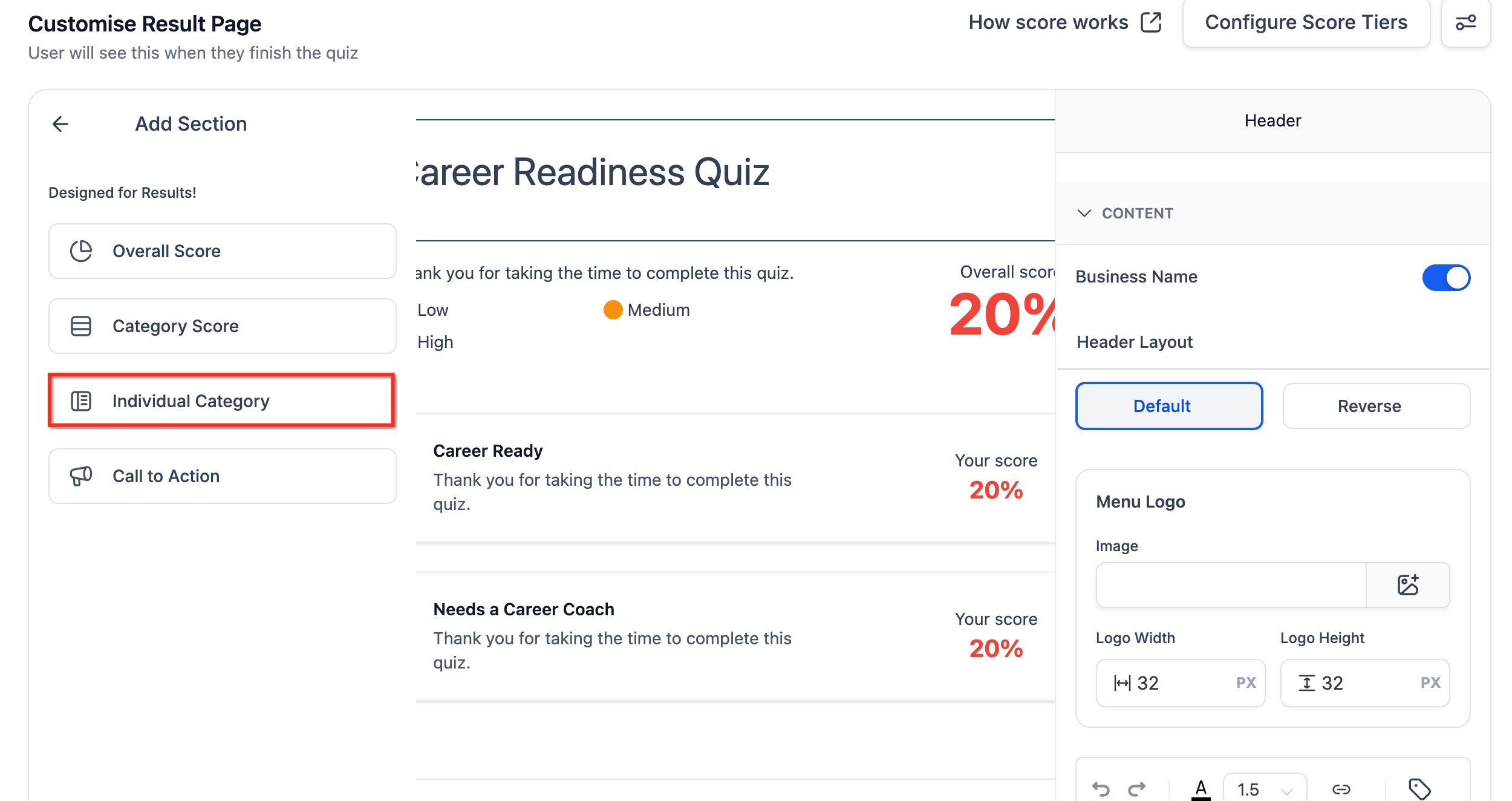 Individual Category Result Personalization for Personality Quizzes – How To Setup Individual Category Result Personalization