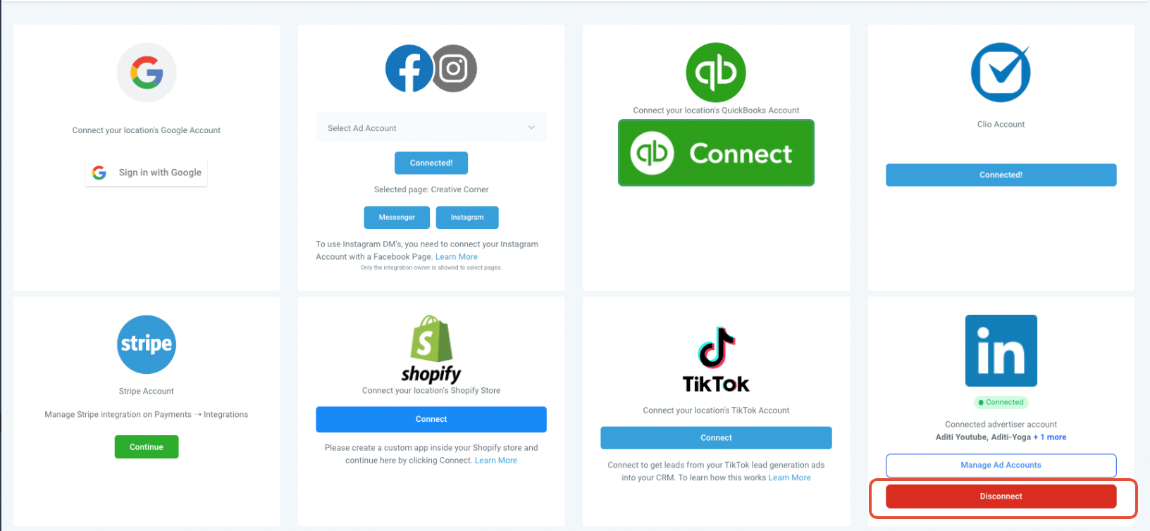 Integrating LinkedIn Lead Ads with CRM – How can I disconnect the integration?