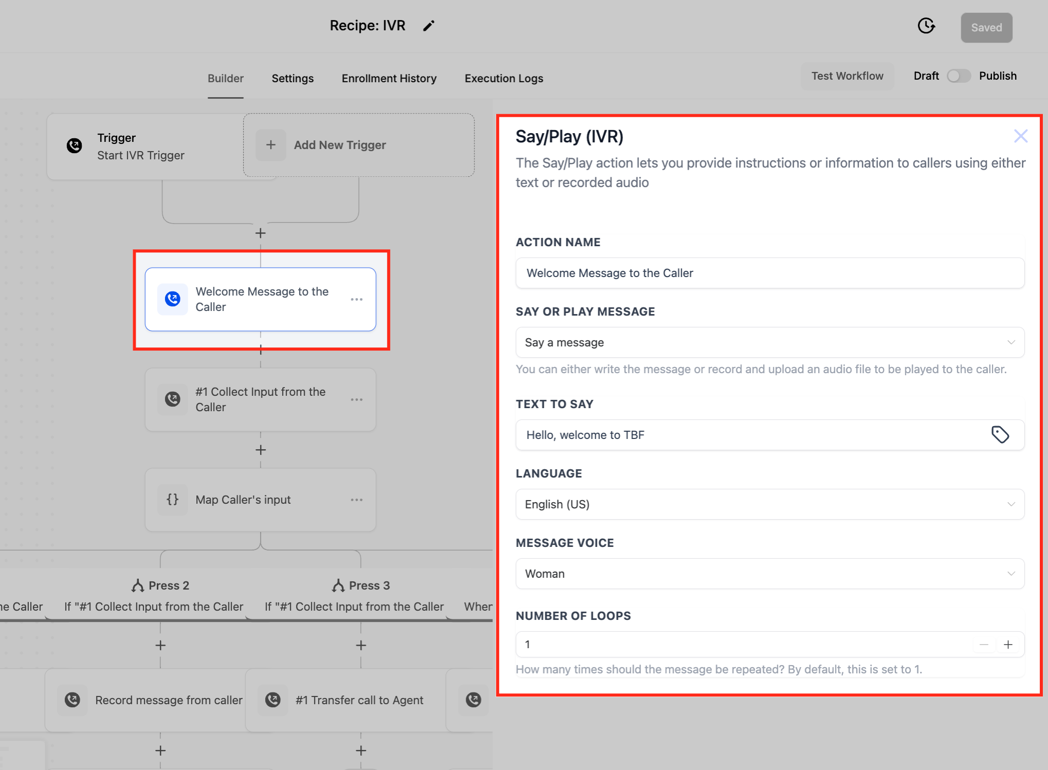 Interactive Voice Response (IVR) Guide – Triggers & Actions – Say/Play Messages