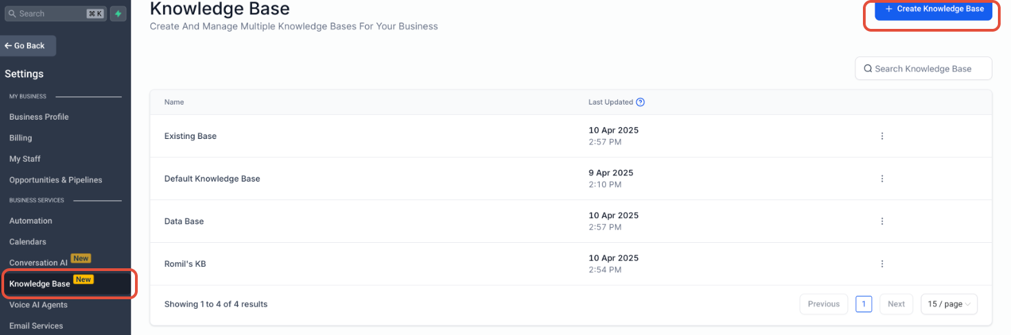 Introduction to Multiple Knowledge Bases in Conversation AI – Step 1: Access the Knowledge Base Section