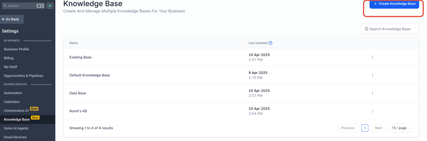 Introduction to Multiple Knowledge Bases in Conversation AI – Step 2: Create a New Knowledge Base