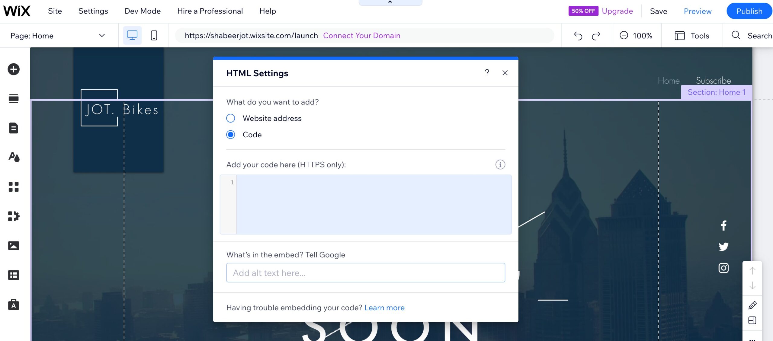 LeadConnector Webchat for Wix: How to Get Started – Method 2: