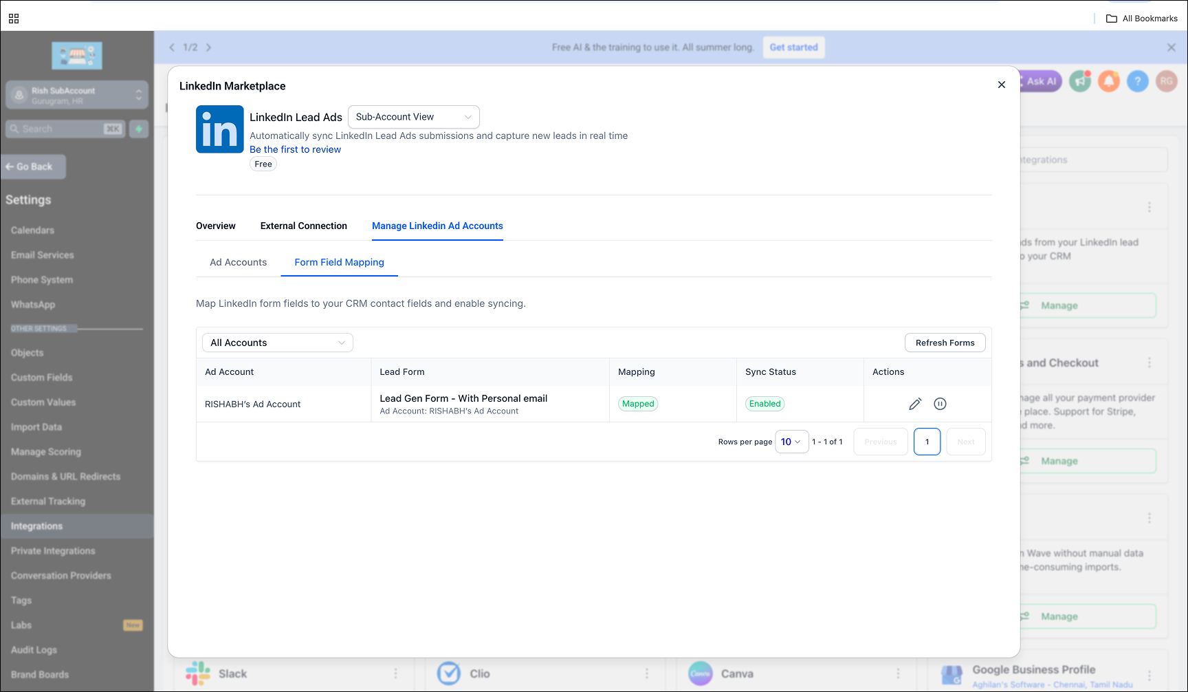 LinkedIn Lead Ads with CRM – Step 5: Map Your LinkedIn Form Fields