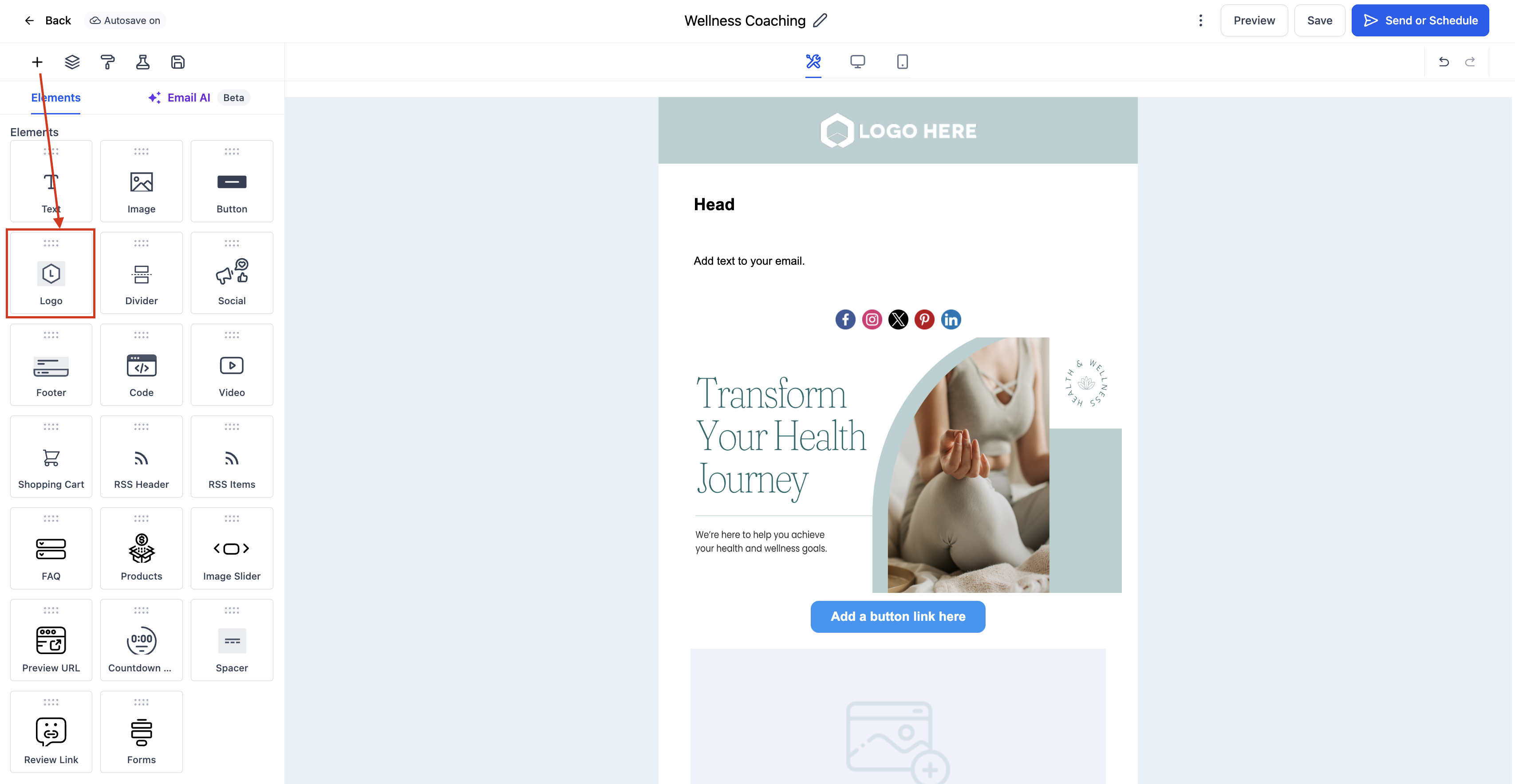 Logo Element in Email Builder – How To Setup the Logo Element