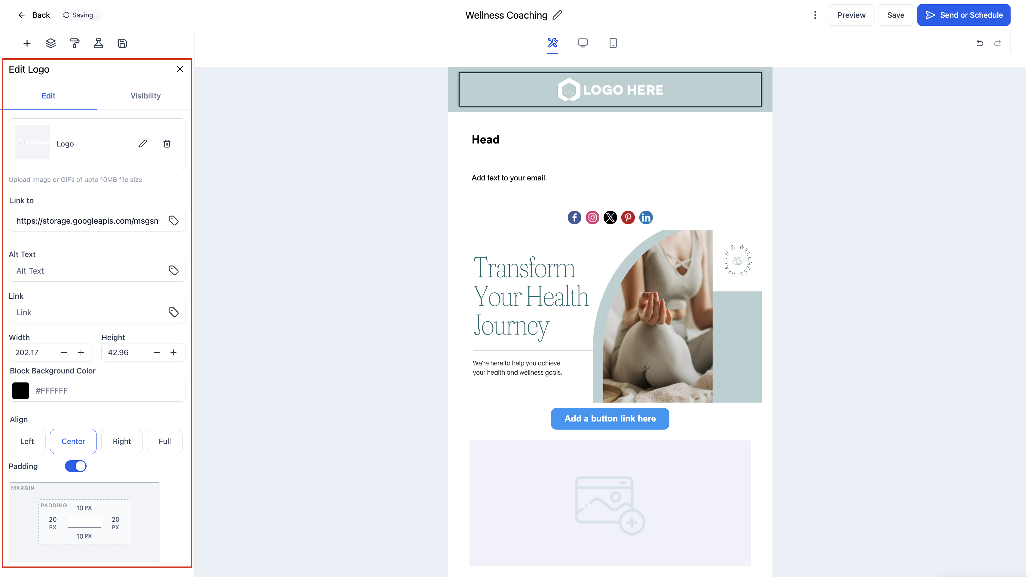 Logo Element in Email Builder – How To Setup the Logo Element