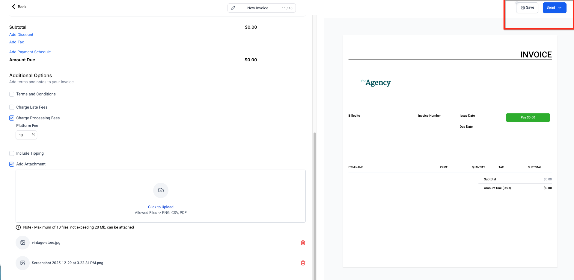 Managing Document Attachments for Estimates and Invoices – Send the Document