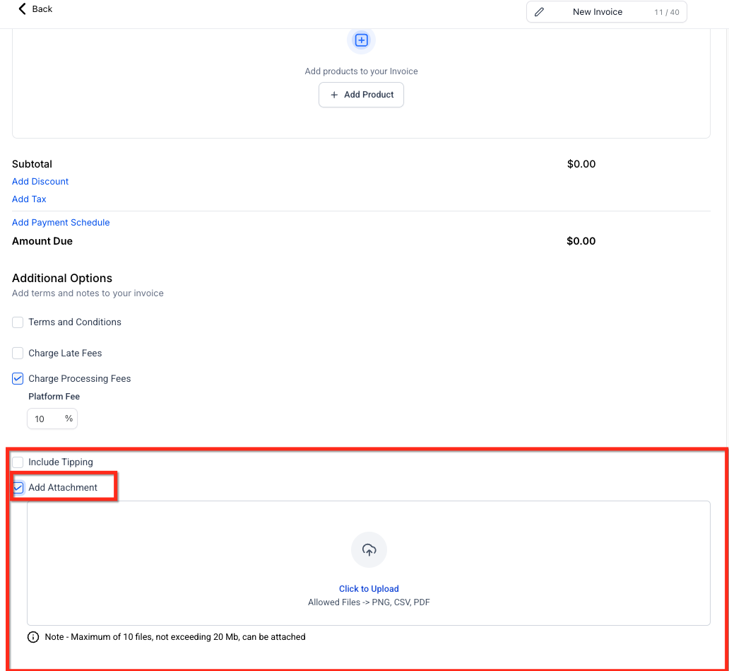 Managing Document Attachments for Estimates and Invoices – Upload Files