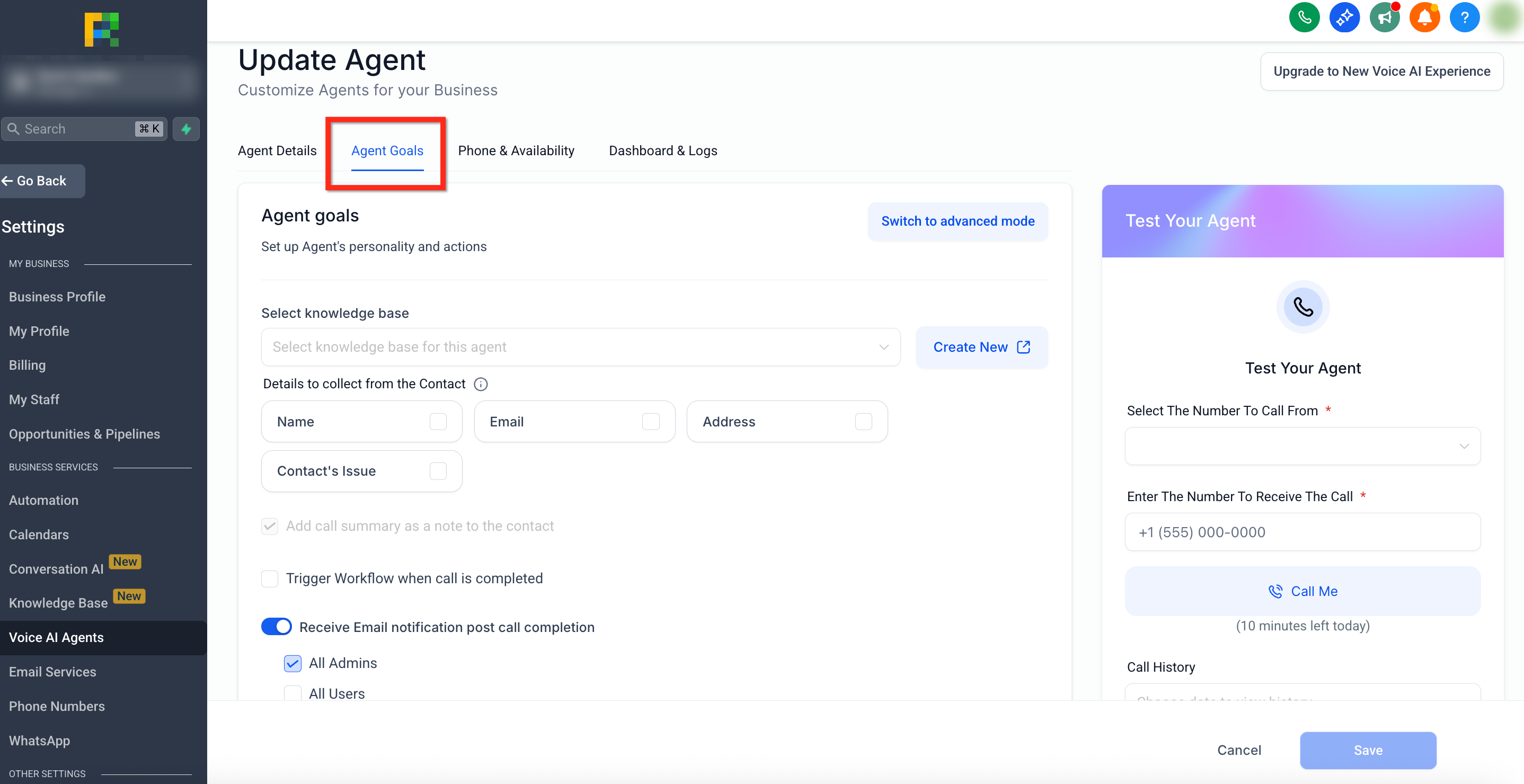 Managing Granular Permissions for Voice AI Agents – 3. View & Manage Voice AI Agent Goals