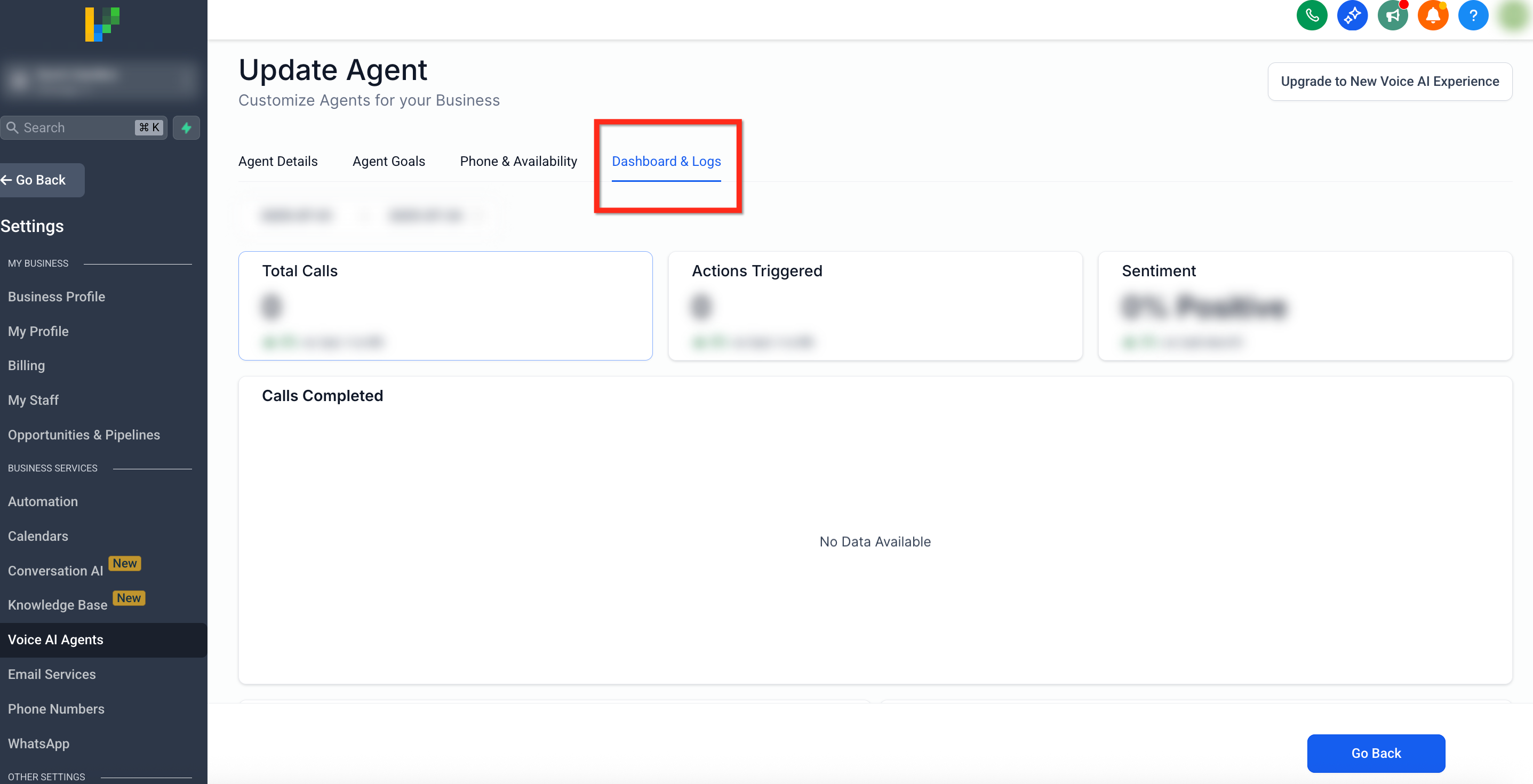 Managing Granular Permissions for Voice AI Agents – 4. View Voice AI Dashboard