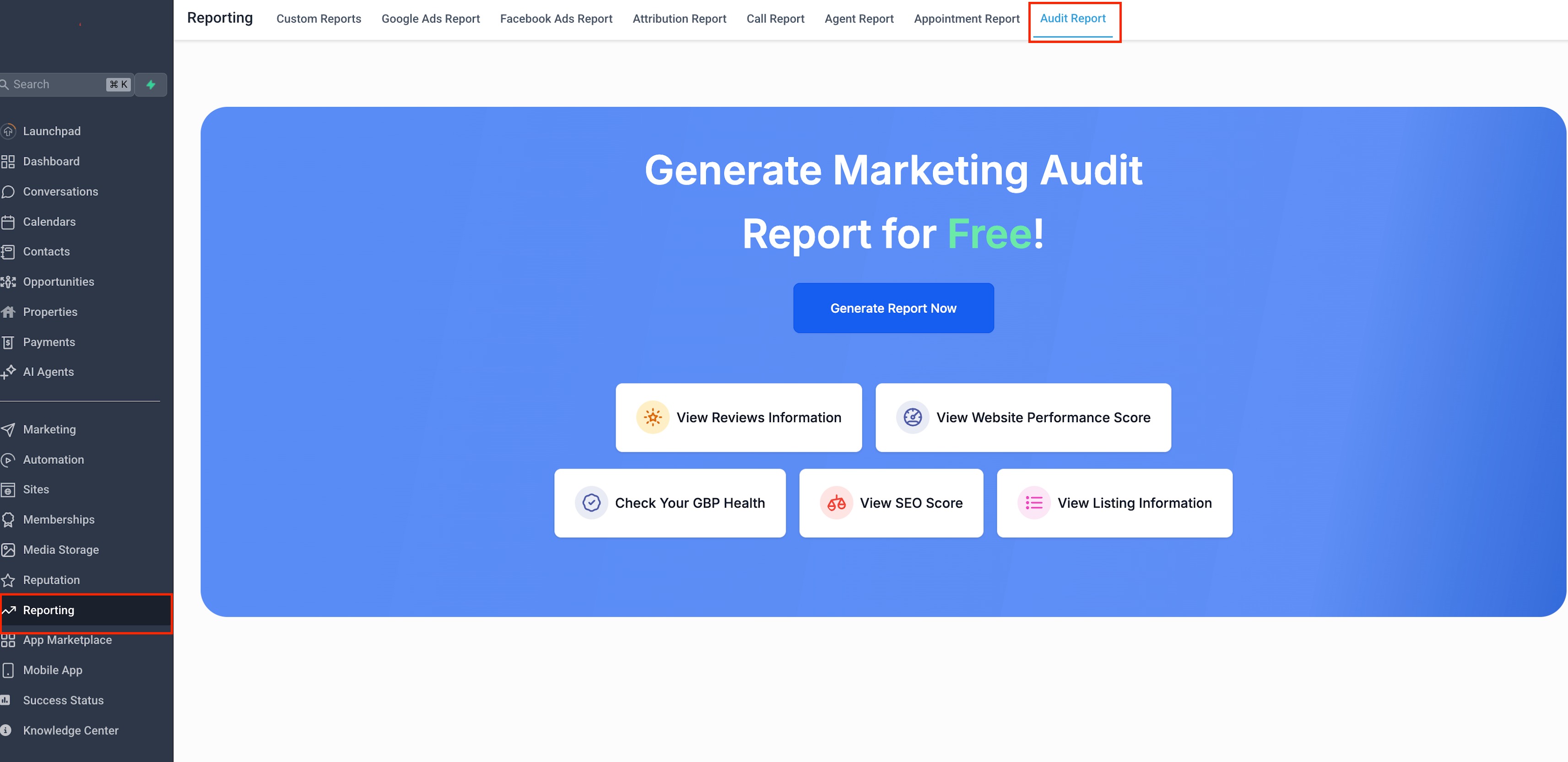 Marketing Audit Reports Made Free for Sub-Accounts – Accessing Marketing Audit from Reporting