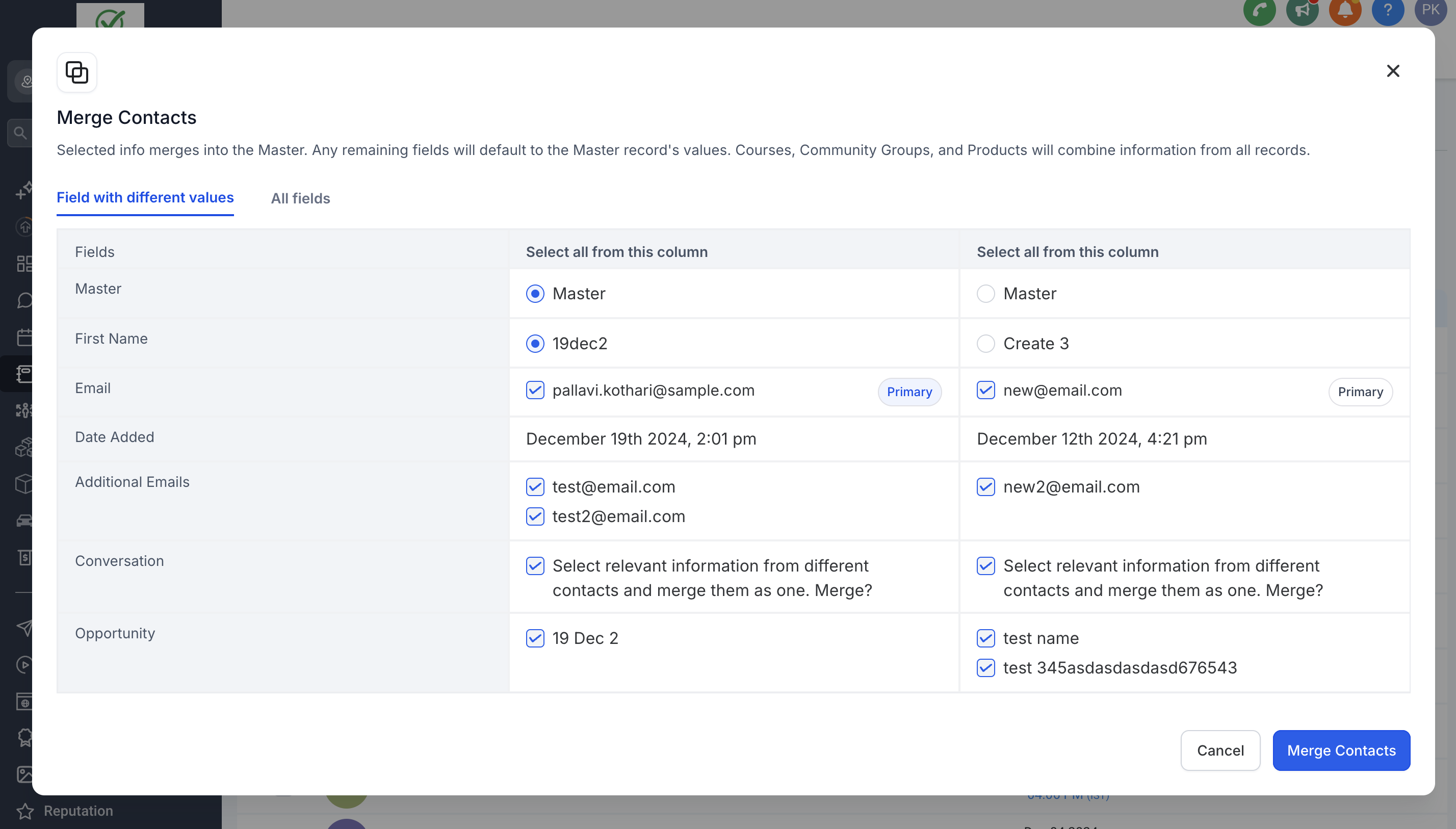 Merging Multiple Records – Step 2: Choose the Master Record