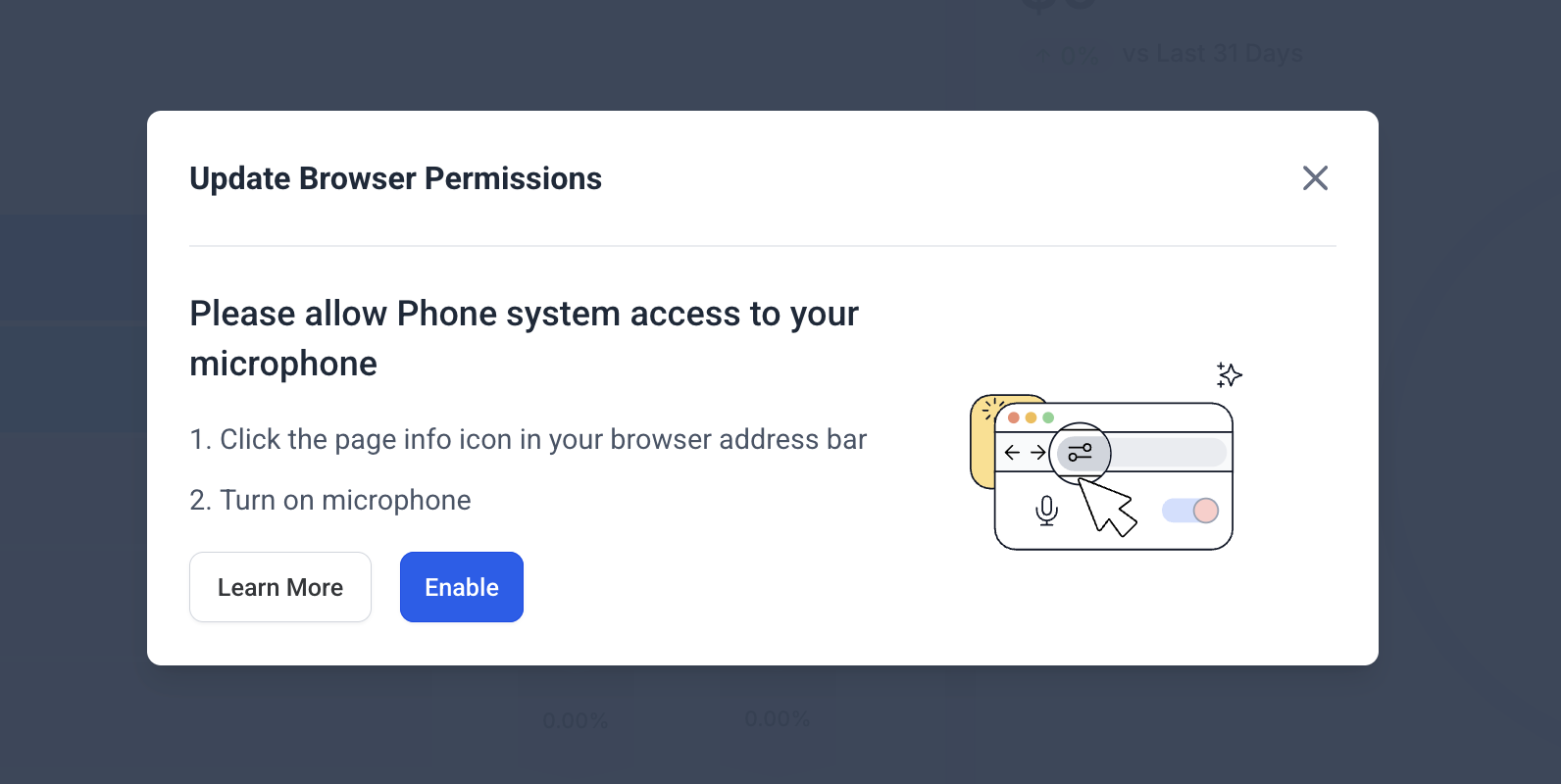 Microphone permission on different browsers – Screenshot 1