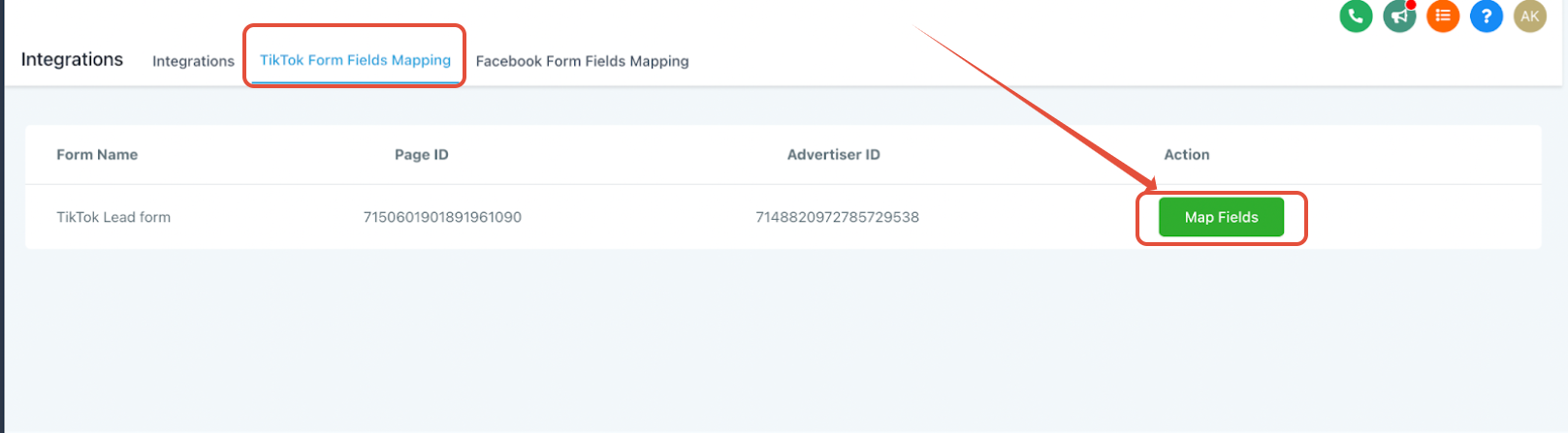 How to integrate TikTok Lead Ads – Step 3: Map Fields and or create Custom Fields