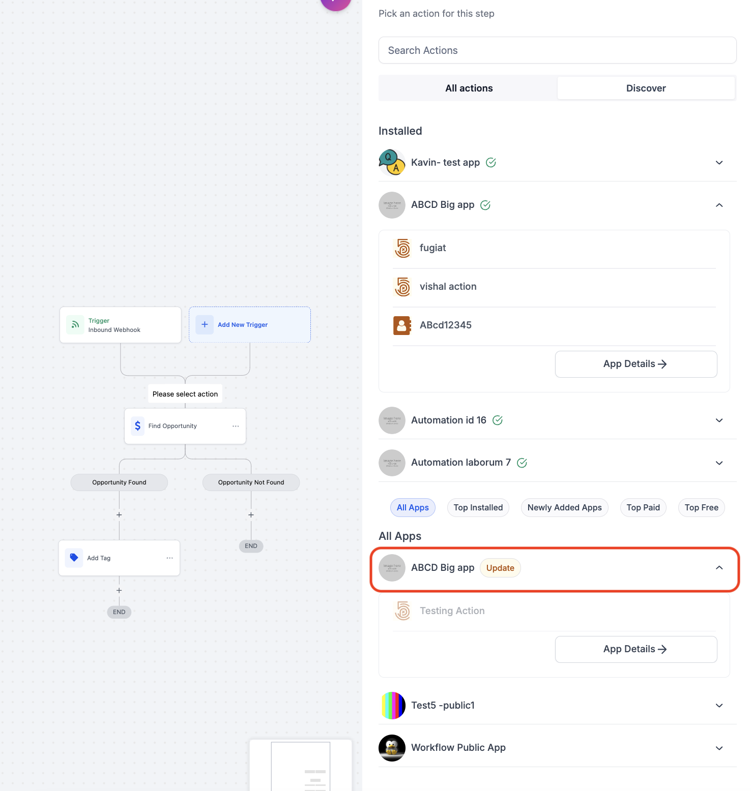 New Discover button – Workflows – Update Tag for Installed Apps