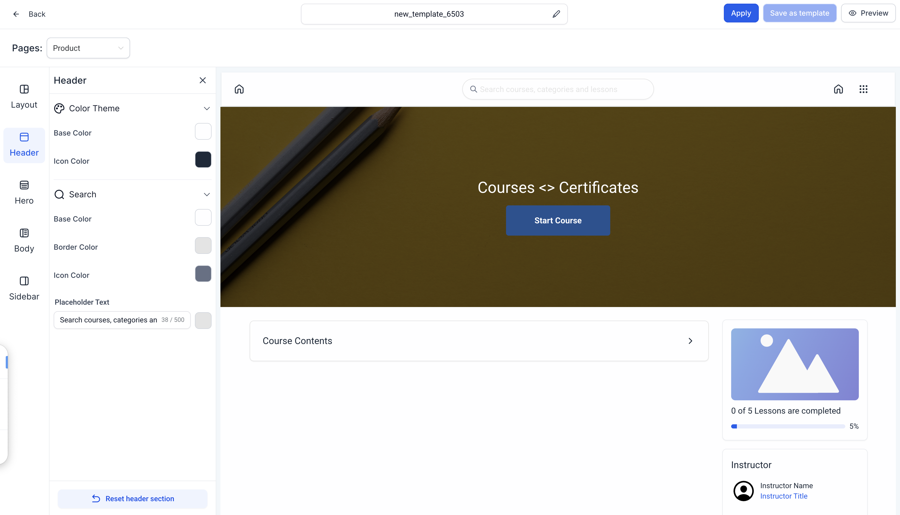 New Theme Customizer for Courses – 2. Search Bar (Mandatory)