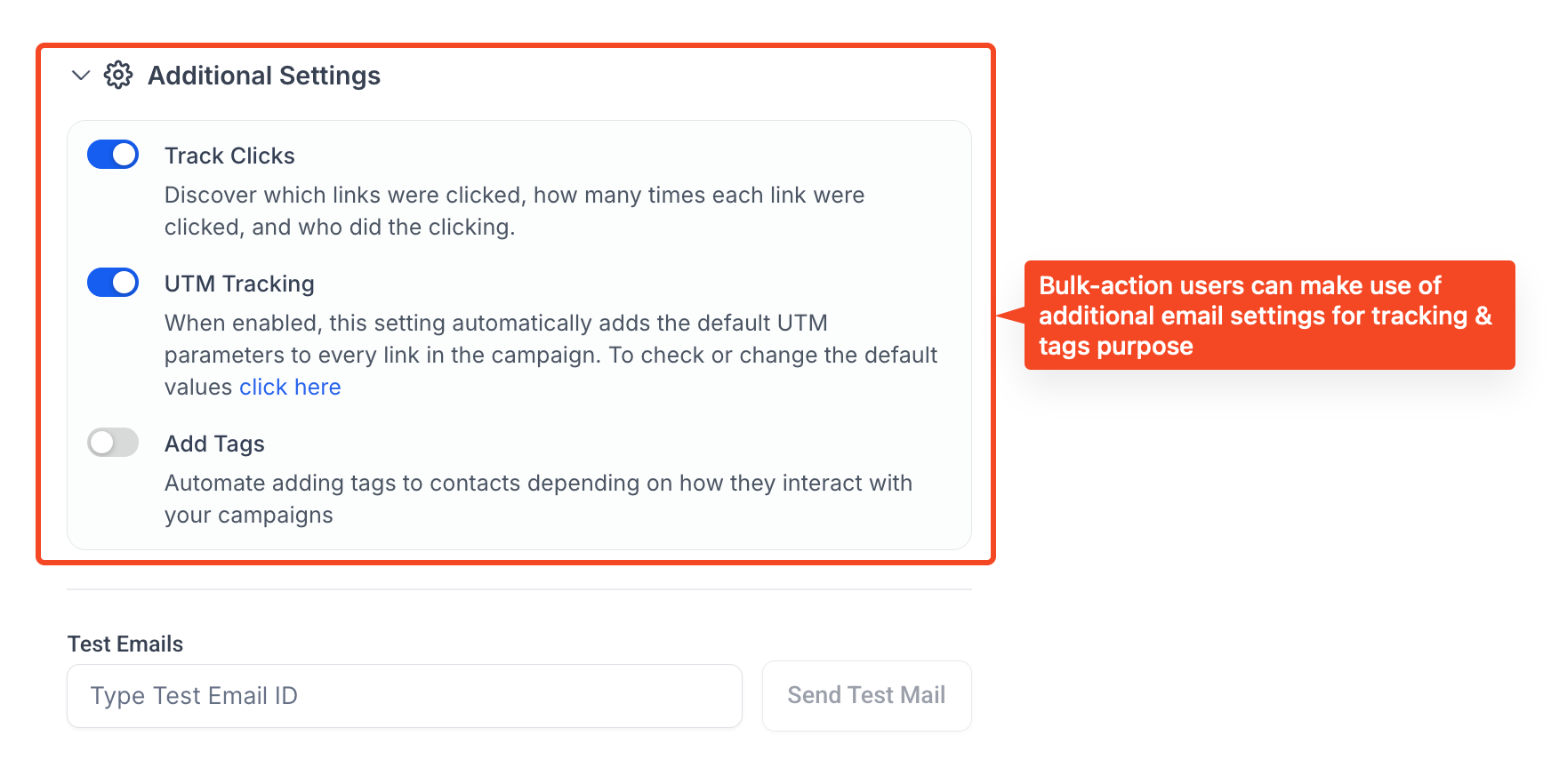 New UI for Email creation via Bulk action in Contacts – Advanced Settings
