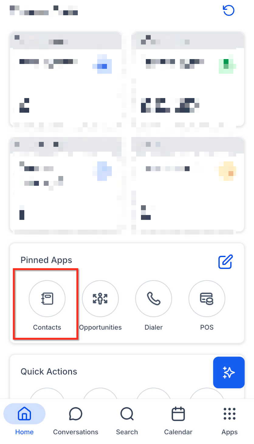 Payments Tab in Contacts and Opportunities on Mobile – From a Contact