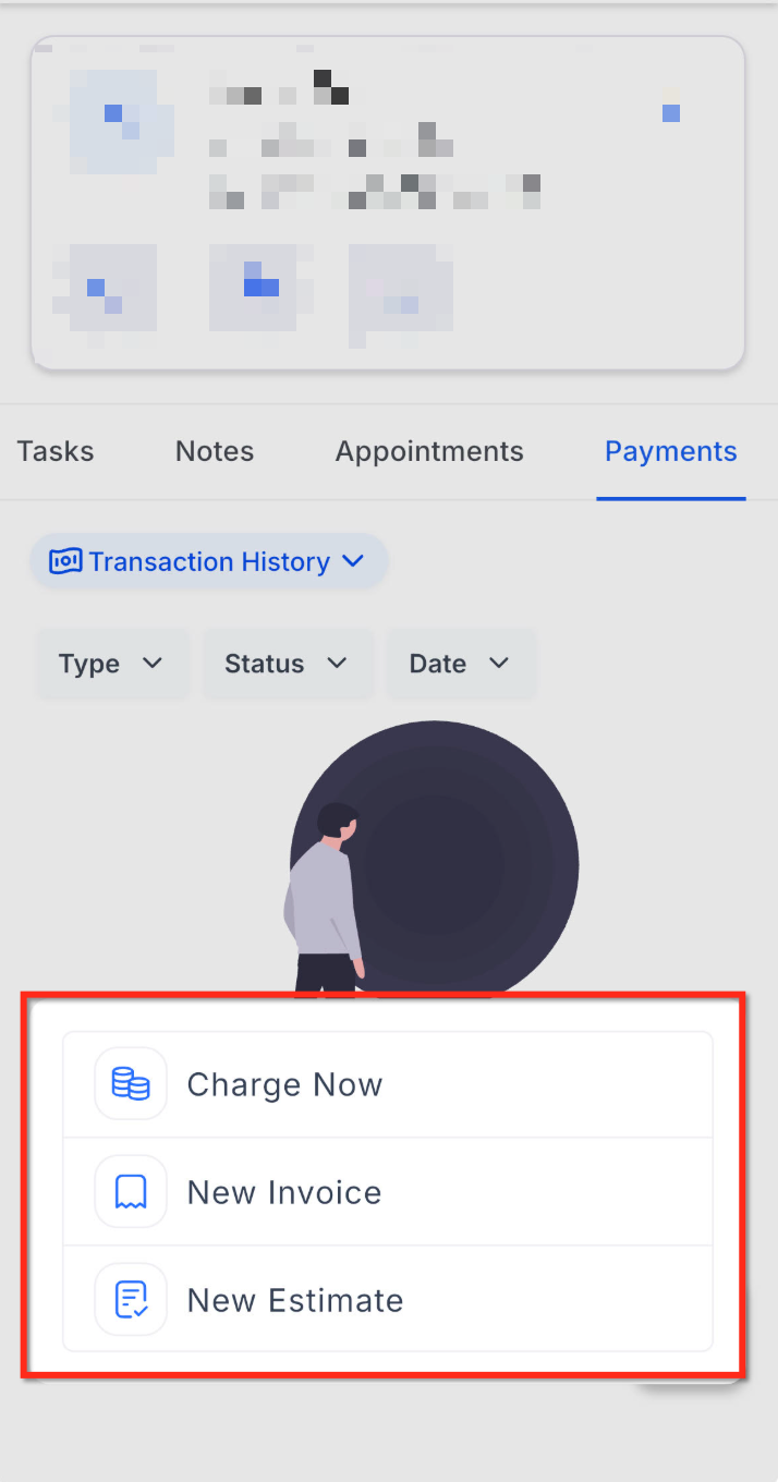 Payments Tab in Contacts and Opportunities on Mobile – From an Opportunity