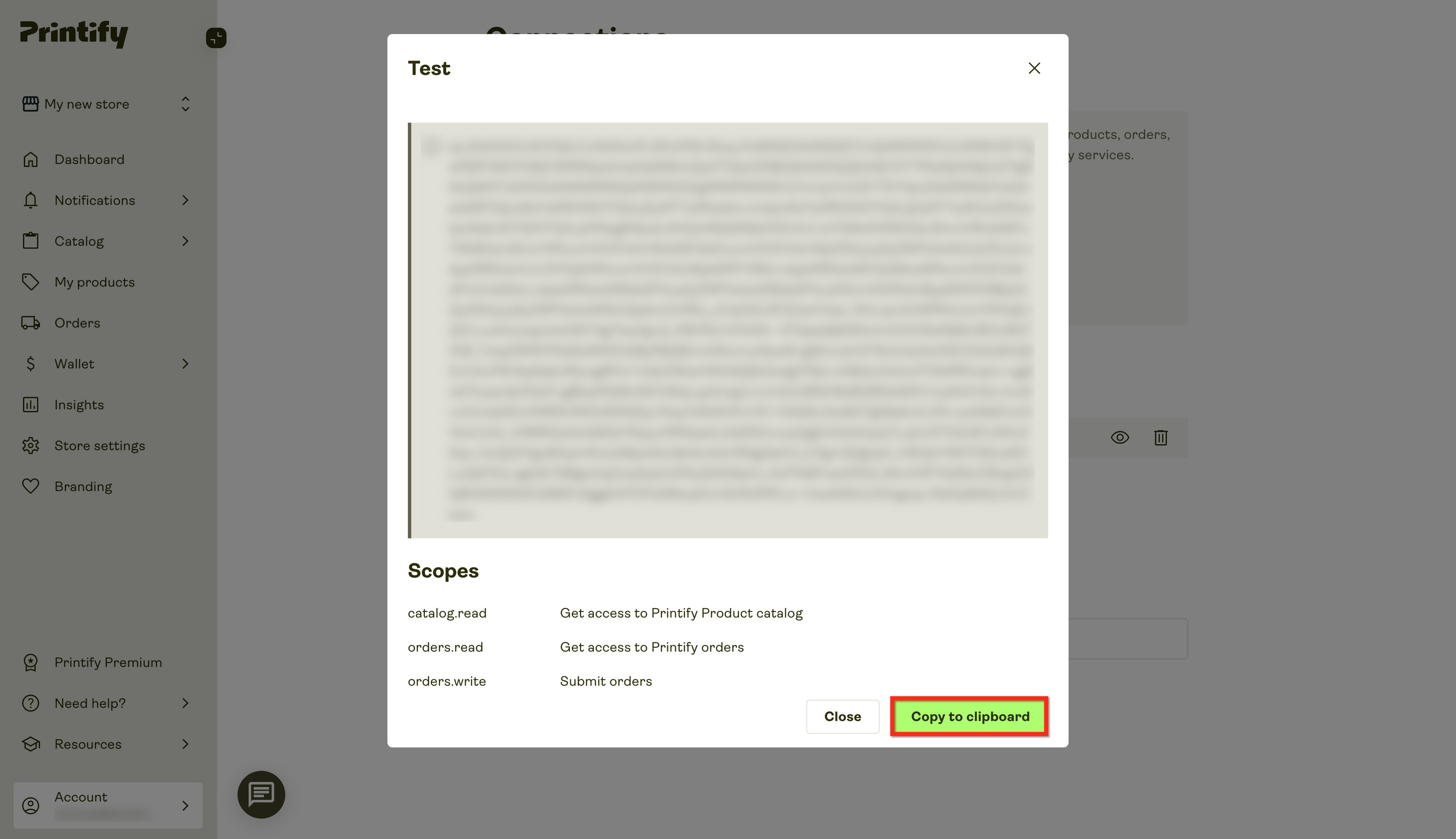 Printify Integration for Ecommerce Stores – Name the token, select scopes, and click on Generate.
