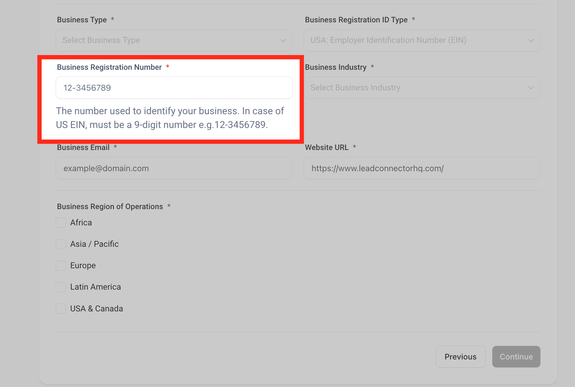 Brand Registration Step by Step Guide and FAQs – Input your business registration number, In case of US, EIN must be a 9 digit number. E.g. 12-3456789.