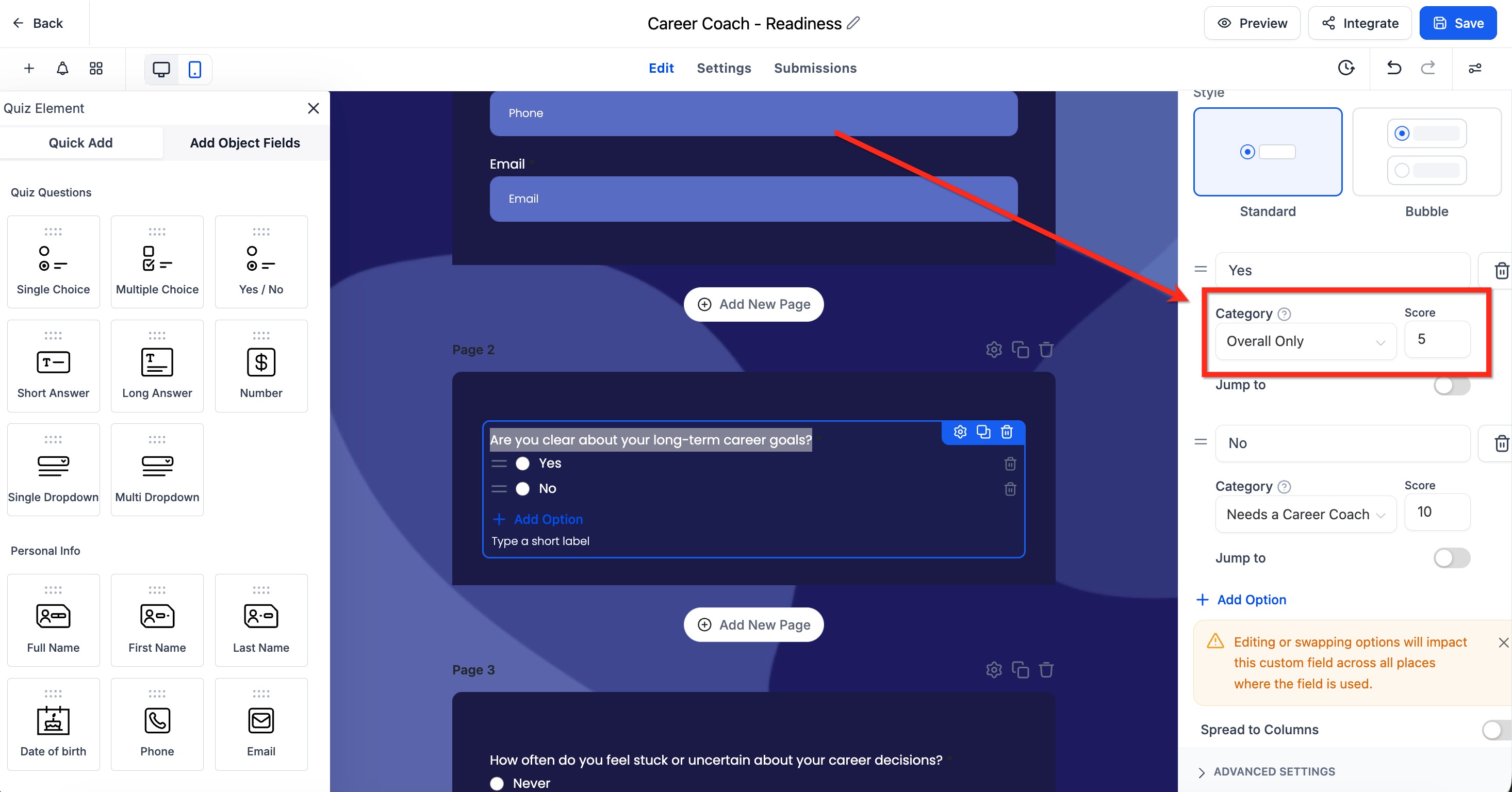 Quiz Builder Guide – Scoring and Categories