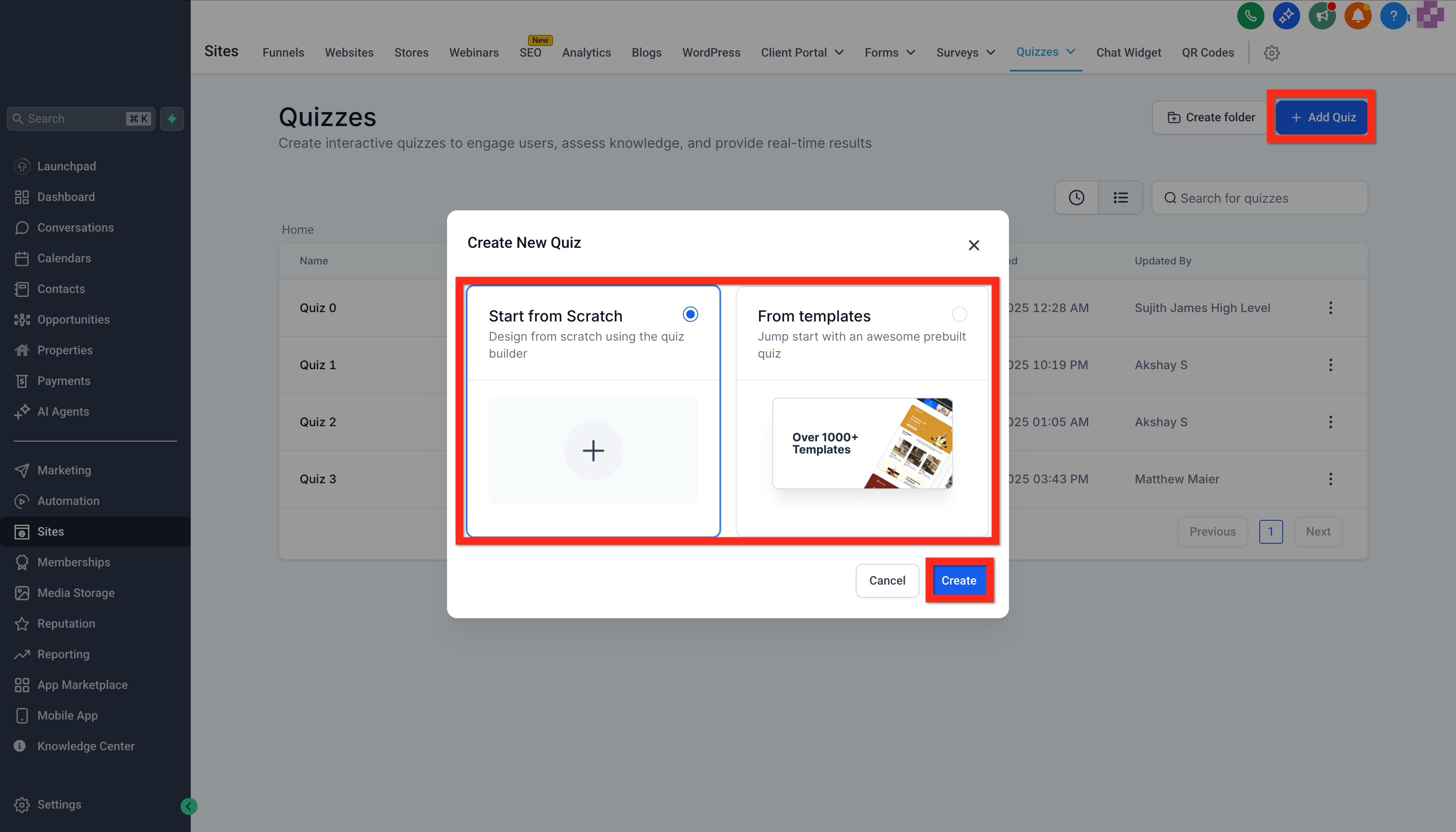 Quiz Builder Guide – Step 2: Choose a Template
